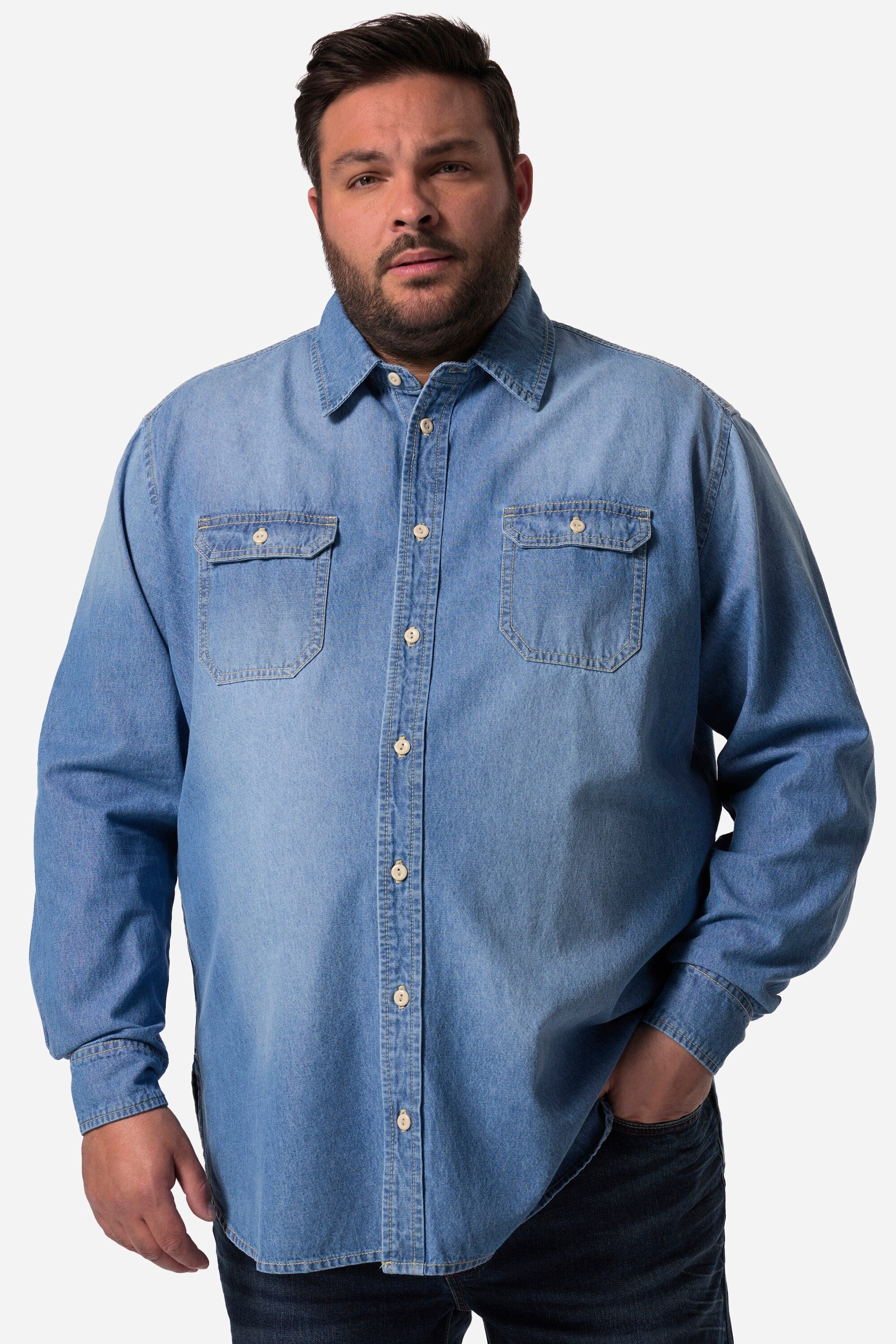 Kurzarmhemd John F. Gee Jeanshemd Langarm Kentkragen bis 8 XL