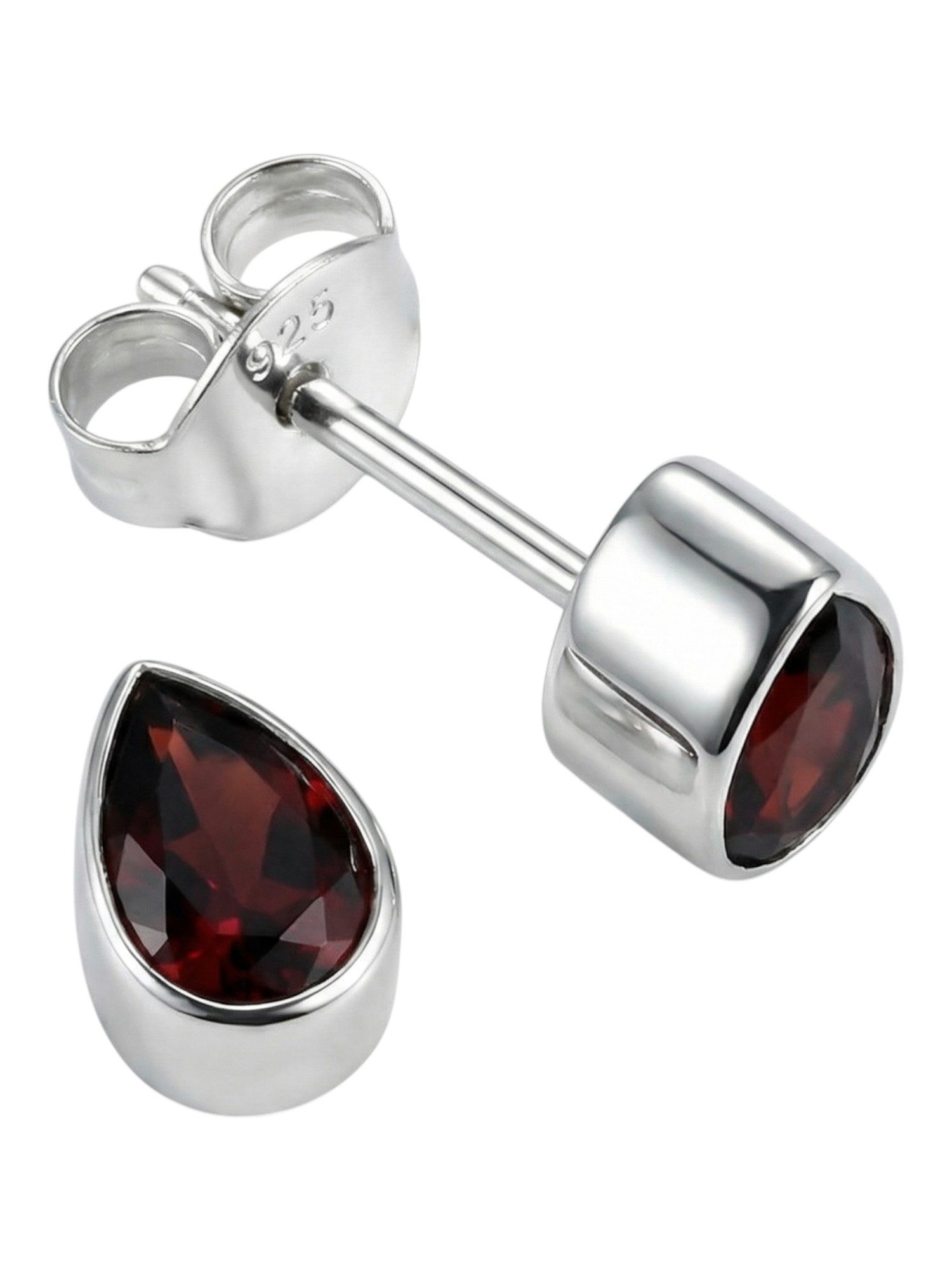 Paar Ohrstecker SAMA Tropfen aus 925 Silber mit Granat facettiert
