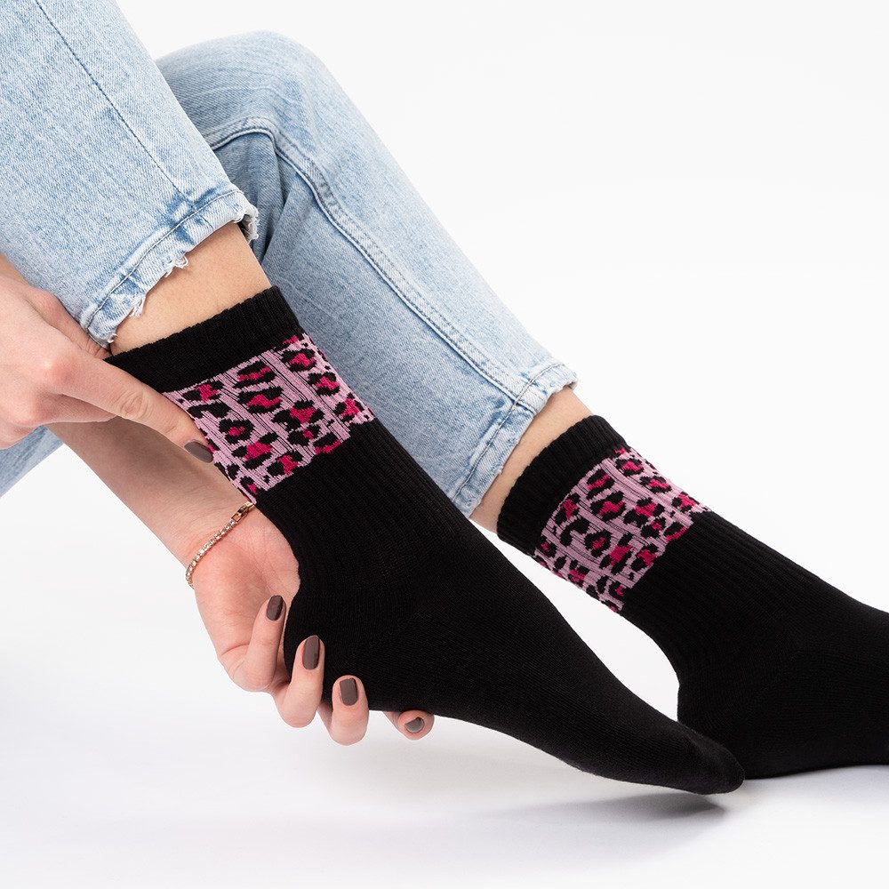 OCCULTO Tennissocken Occulto Damen Leoparden Muster Tennis Socken 6er Pack (Modell: Nala) (6-Paar)