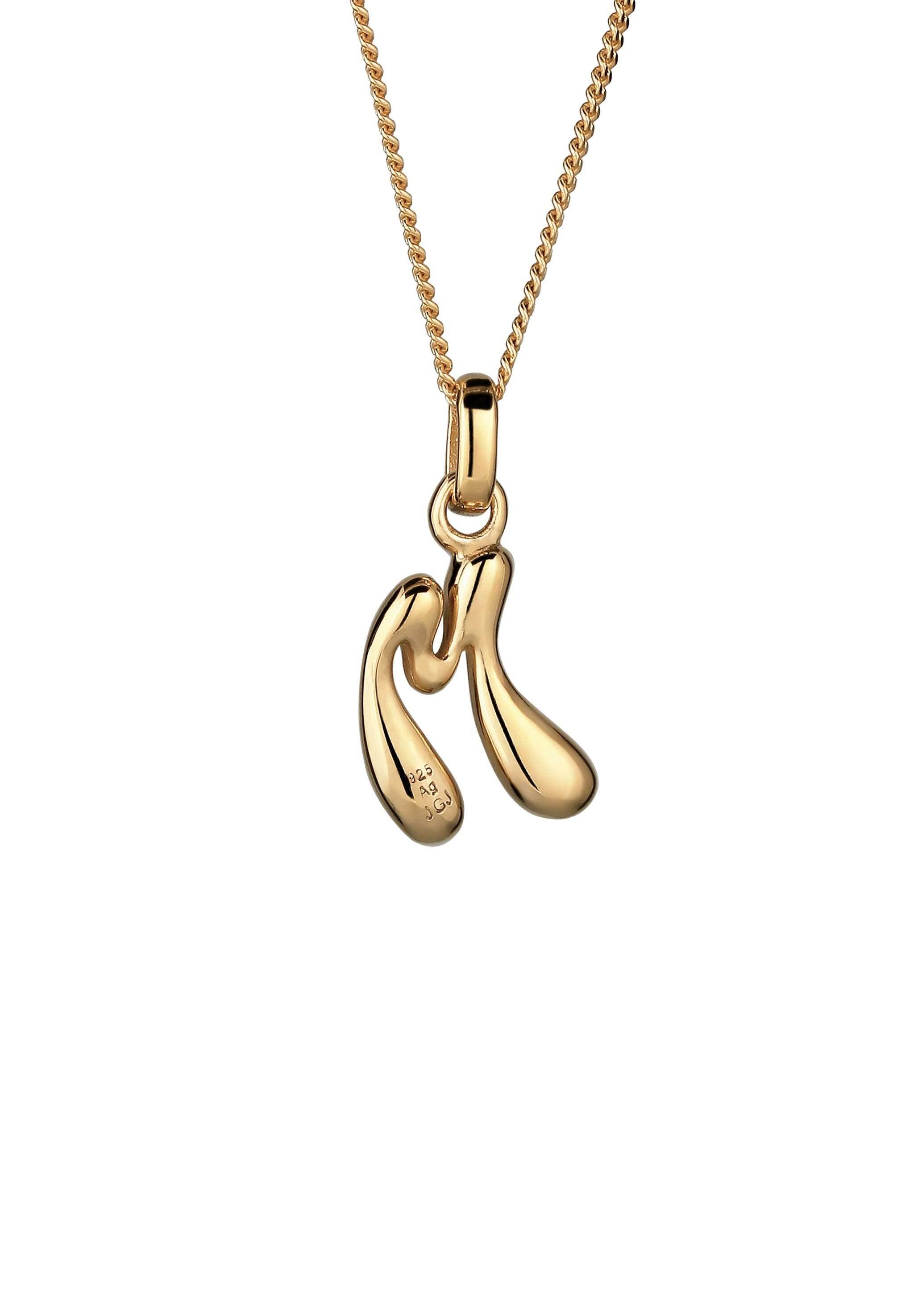 Elli Kette mit Anhänger Melted Buchstabe M 925 Sterling Silber
