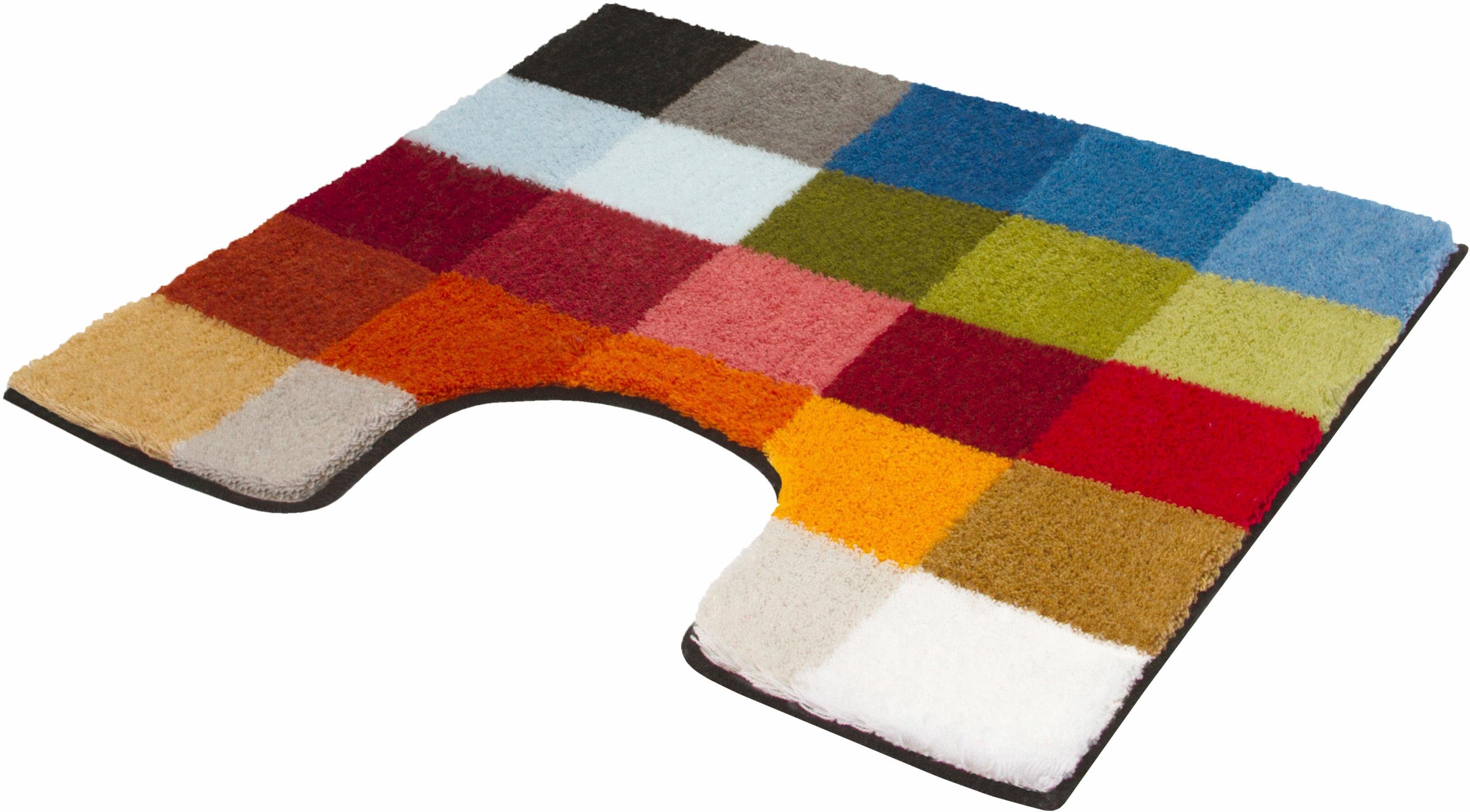 Kleine Wolke Badematte Cubetto, Höhe 25 mm, rutschhemmend beschichtet, fußbodenheizungsgeeignet, Kunstfaser, quadratisch, Badteppich, modernes Karo Muster, rechteckig & rund erhältlich