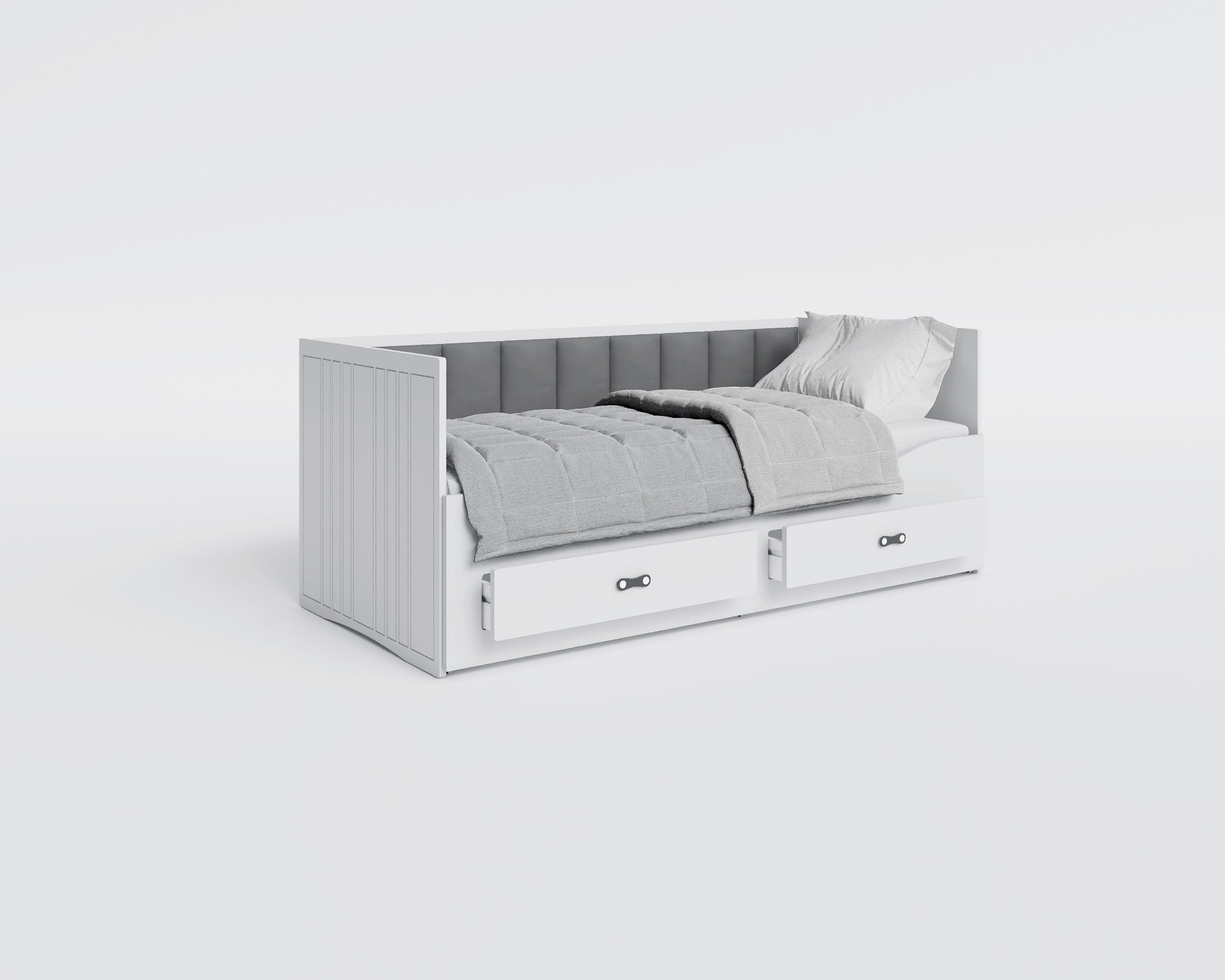 AJKmeble Funktionsbett mit zwei Schubladen und Ausziehbett 80x200cm auf 154x190cm (MADE IN EU - in weiß, ideales Gästebett, Tagesbett, Bett, Kinderbett, Jugendbett), MDF-Holz Made in Europe + INKLUSIVE Matratze