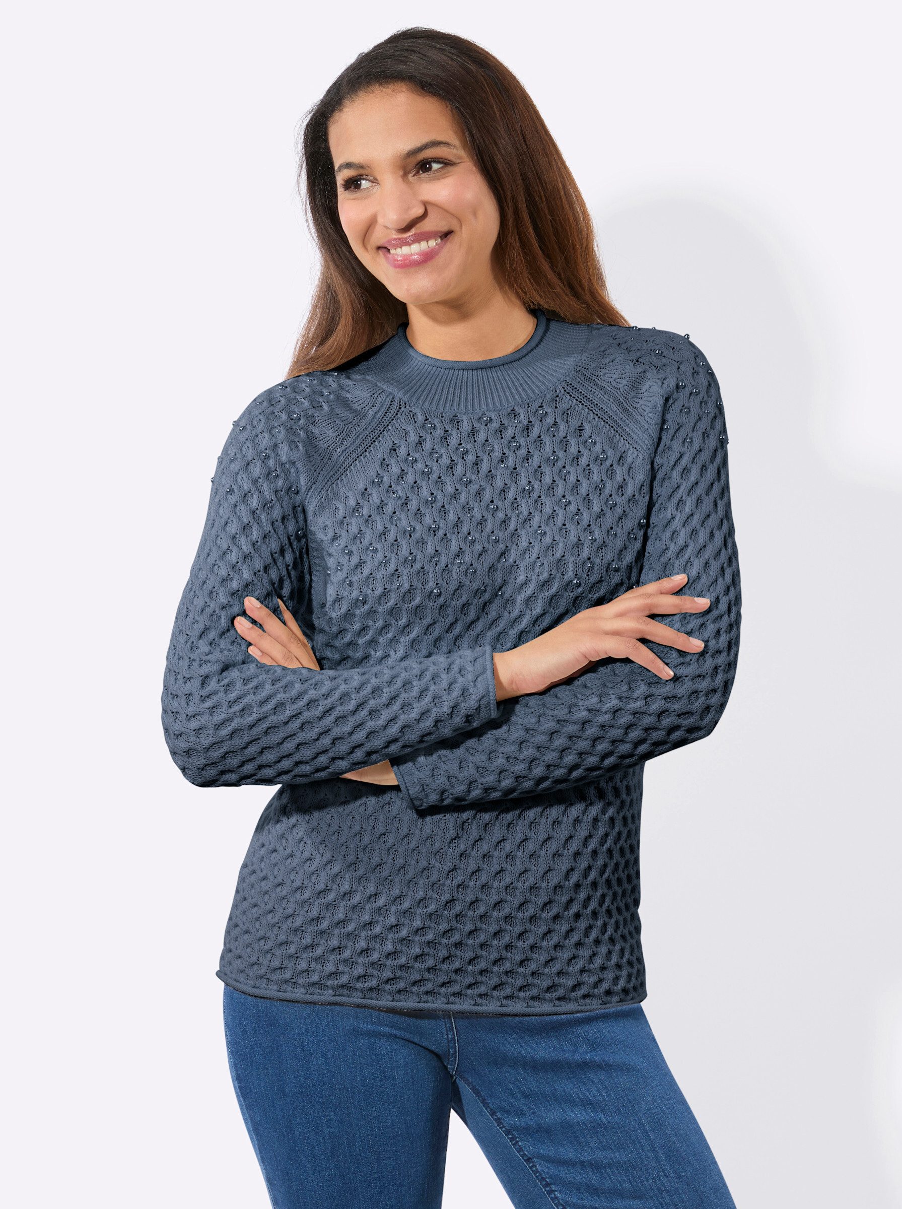 Strickpullover Pullover Langarm Struktur, Mustermix gestrickt