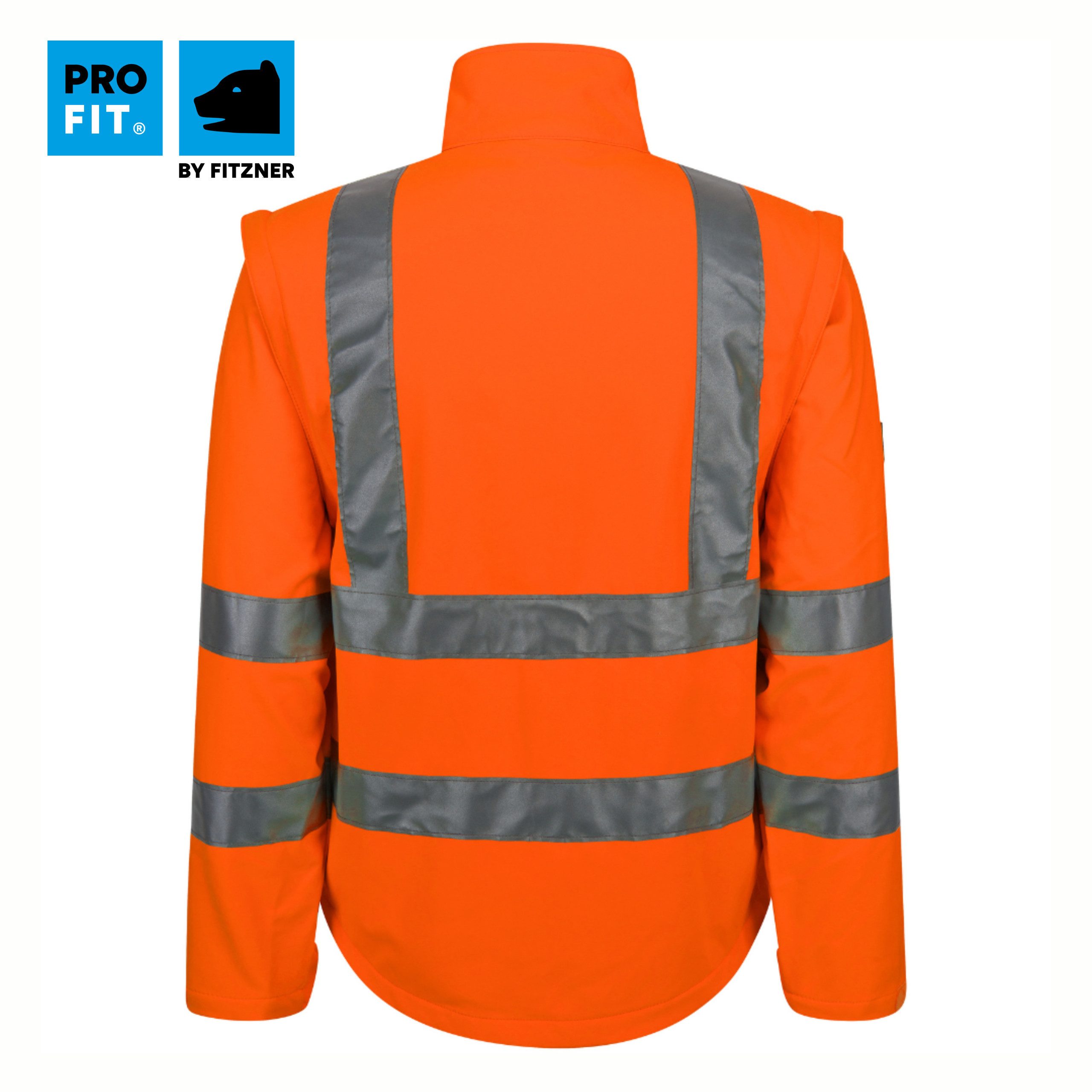 PRO FIT Arbeitsjacke aus Softshell,Warnschutz-Softshelljacke, Neonorange (1, Stück) Wind- & Wasserabweisend, Hoch atmungsaktiv, mit Reflexstreifen