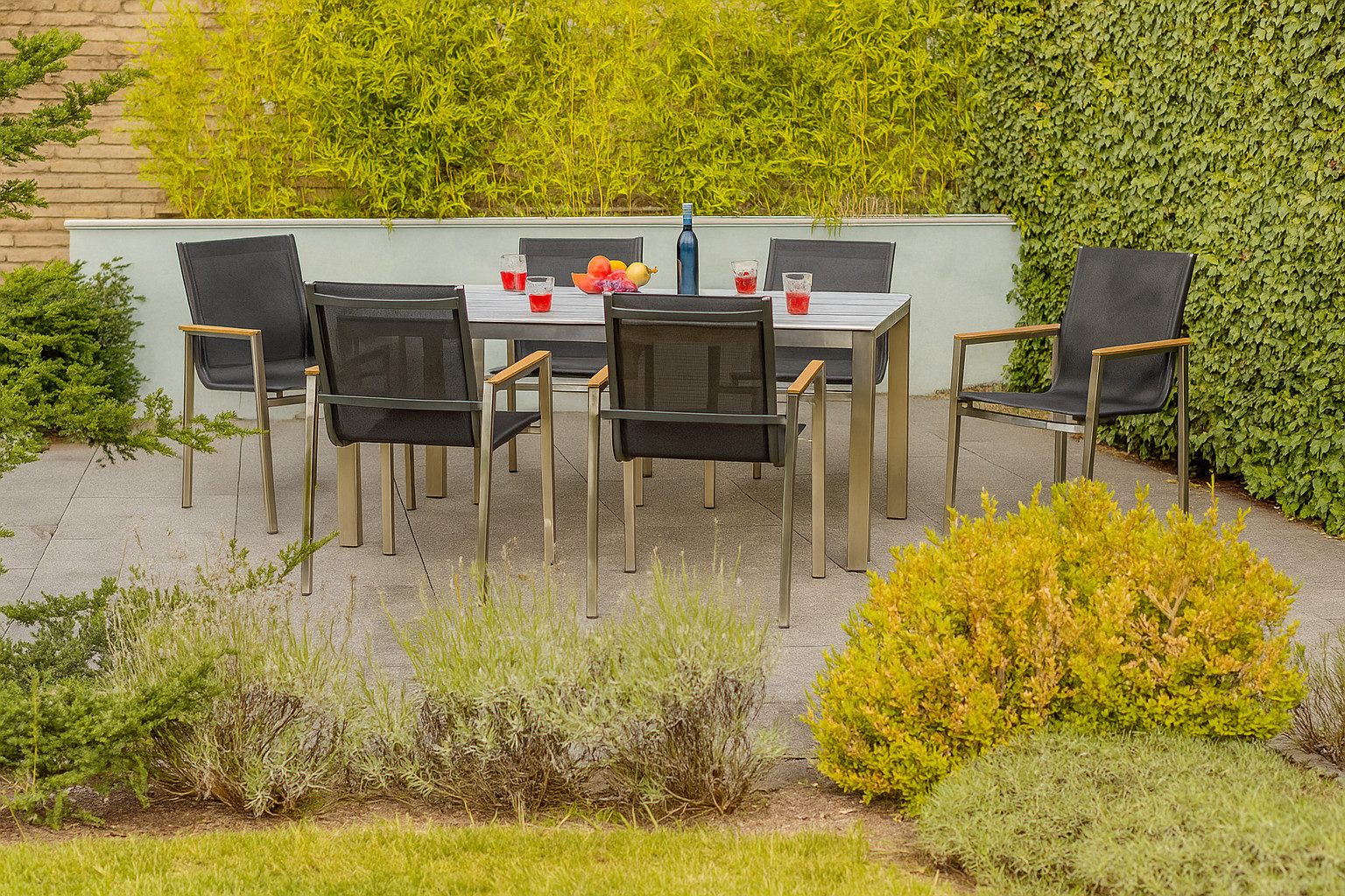 Greemotion Essgruppe 6 Personen Sydney Gartenmöbel Set Silber / Grau inkl. Tisch, (7-tlg)