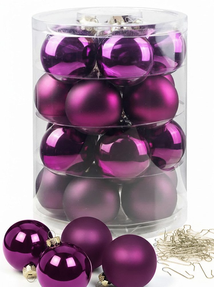 MAGIC by Inge Weihnachtsbaumkugel Weihnachtskugeln 20 Stk 6cm Purple Deluxe mit Haken
