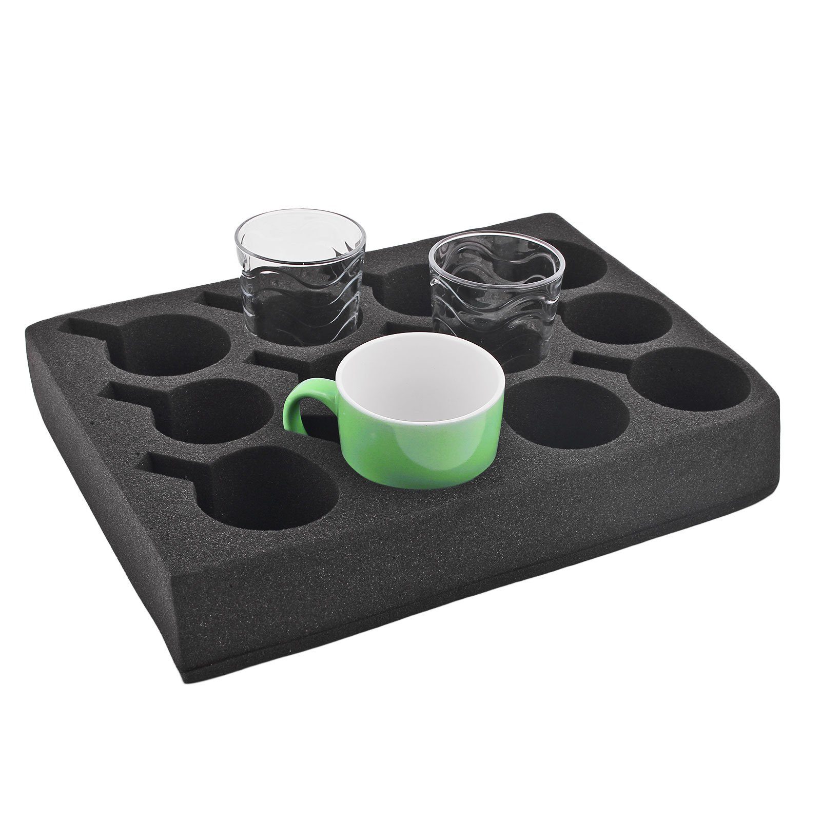 Wamovo Geschirrständer Tassenhalter Glashalter 12er Schaumstoffhalter, Zubehör für Tassen, Gläser