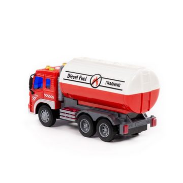 Polesie Spielzeug-Auto Spielzeug Tankwagen 86372 LKW, Lichteffekte Musik Schwungantrieb 4 Tasten