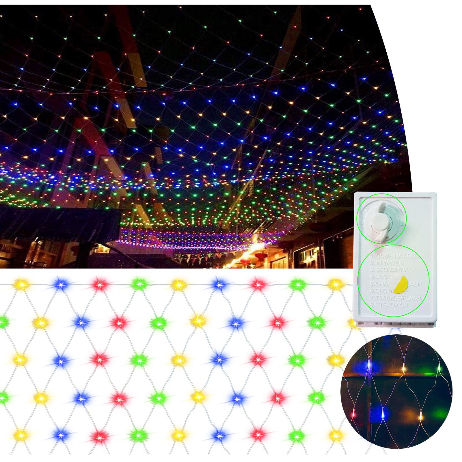 MUPOO LED-Lichternetz 8 Modi LED-Lichtnetz, LED-Lichterkette, LED Dekolicht günstig online kaufen