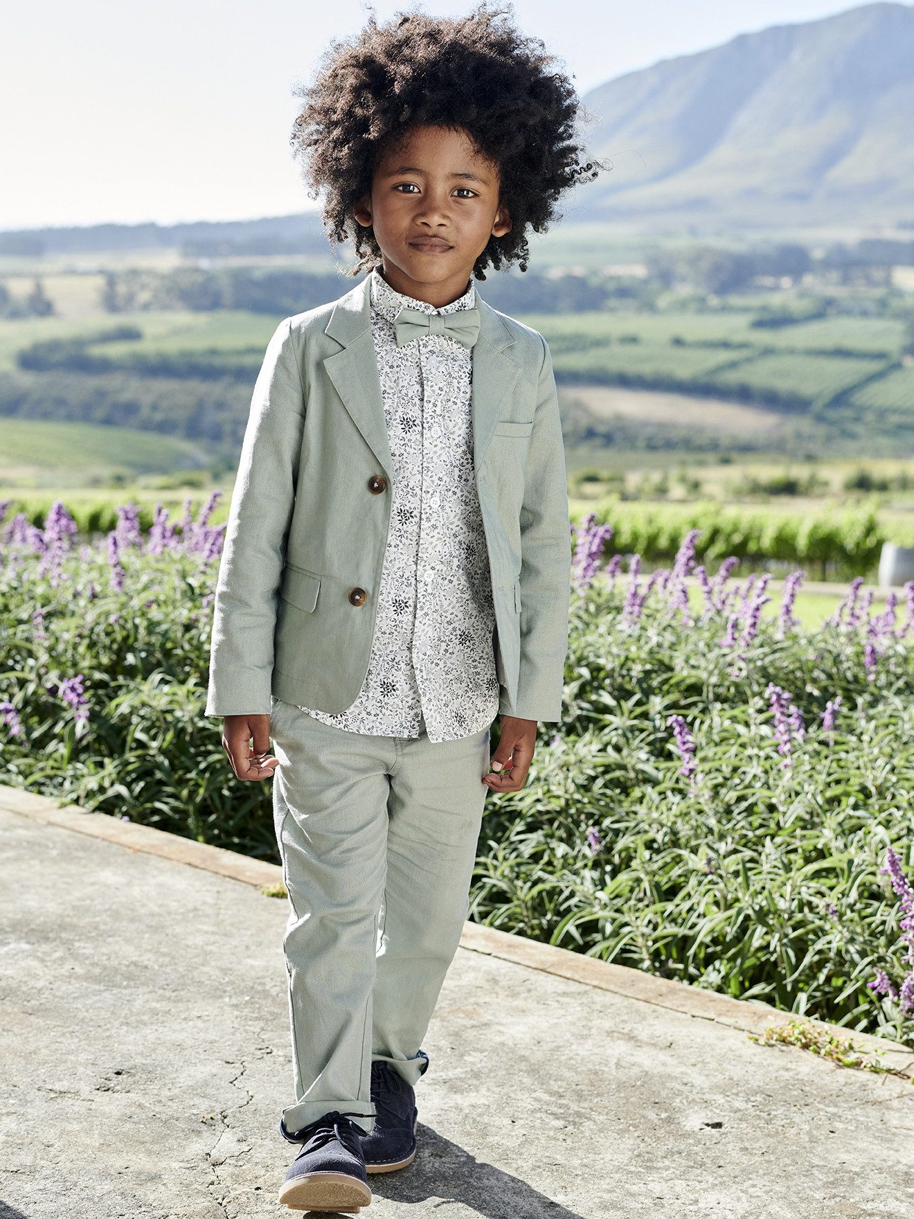 Kurzarmhemd Jungen Hemd mit Fliege, Blumenmuster