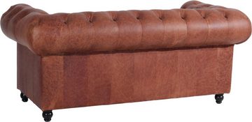 Max Winzer® Chesterfield-Sofa Old England, 2-Sitzer Ledersofa mit Knopfheftung & Ziernägeln, Breite 192 cm