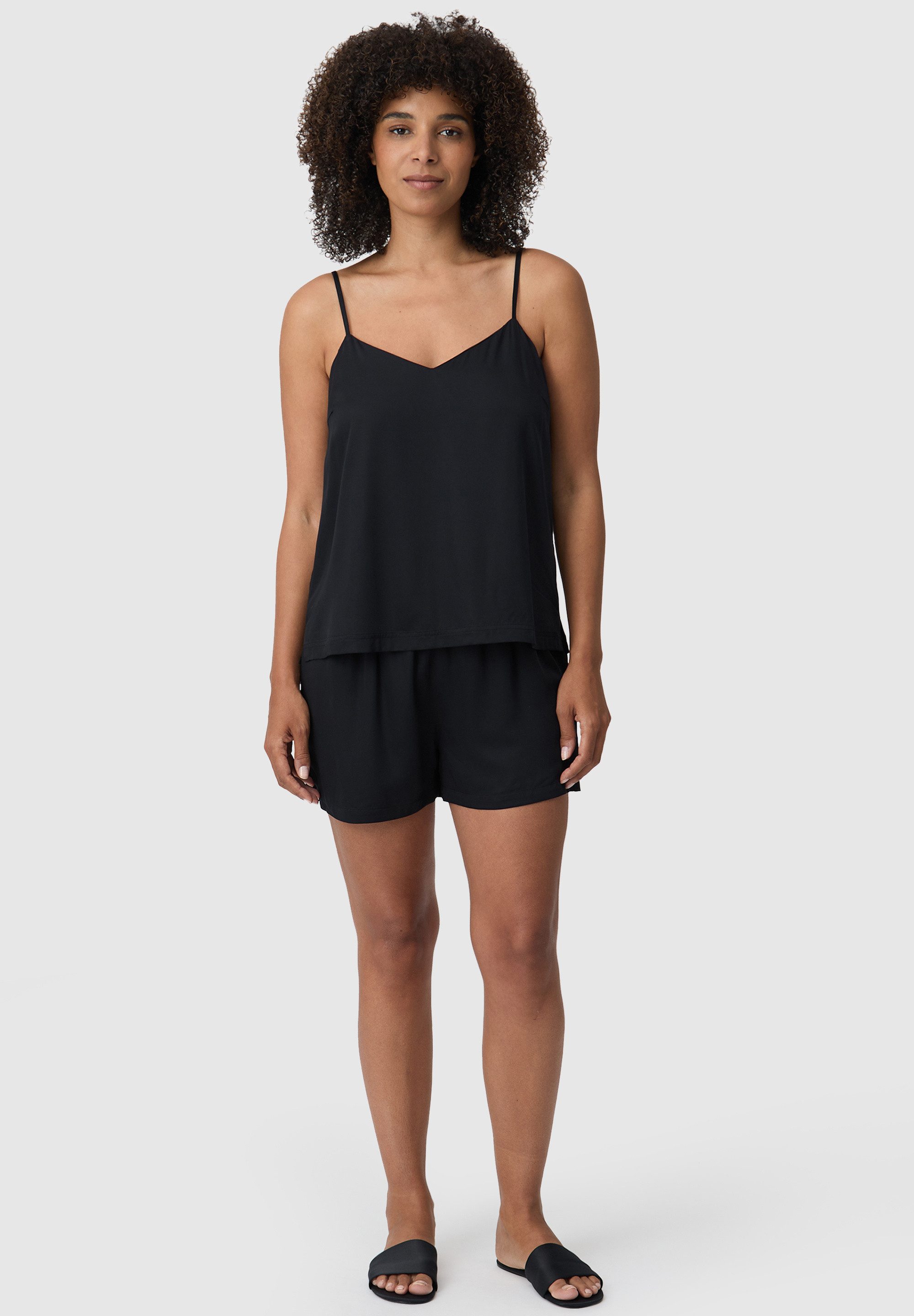 Les Lunes Pyjamaoberteil BLOOM Sleep Camisole shiny Nacht Camisole, Satin Optik, Bambusviskose, atmungsaktiv, Sleepwear