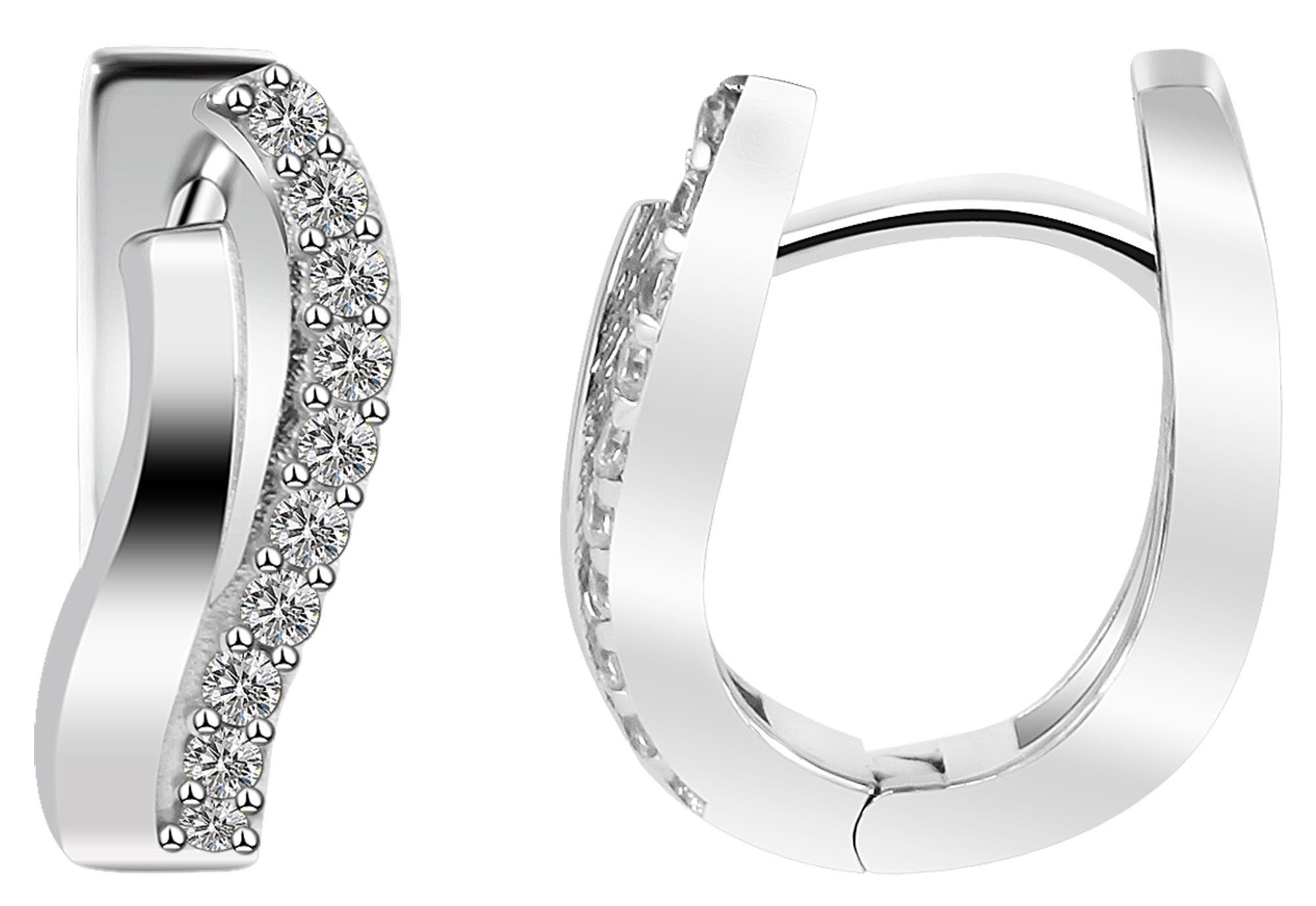 Adelia´s Klappcreolen Ohrringe – Klappcreole aus 925 Silber mit Zirkonia, Ein Geschenk, das Freude macht