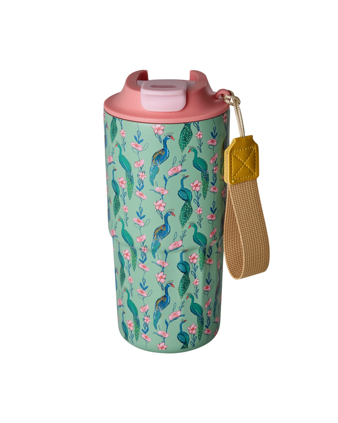 rice Trinkflasche Rice Edelstahl Trinkflasche 550 ml – Pfau Print Grün – BPA-frei