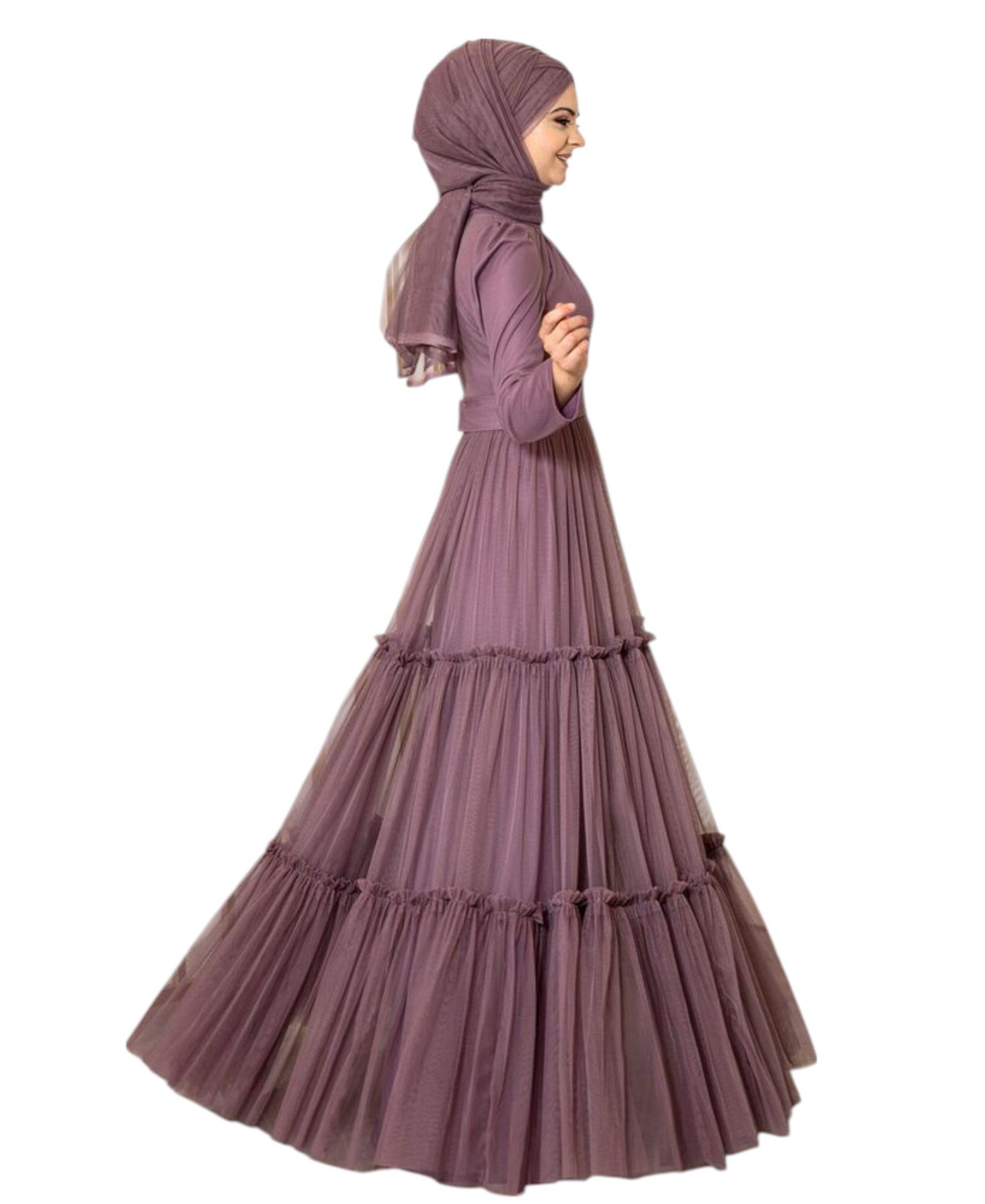 Modavitrini Abendkleid Tüllkleid mit Rüschenrock Hijab Kleid Abiye Abaya Ma günstig online kaufen