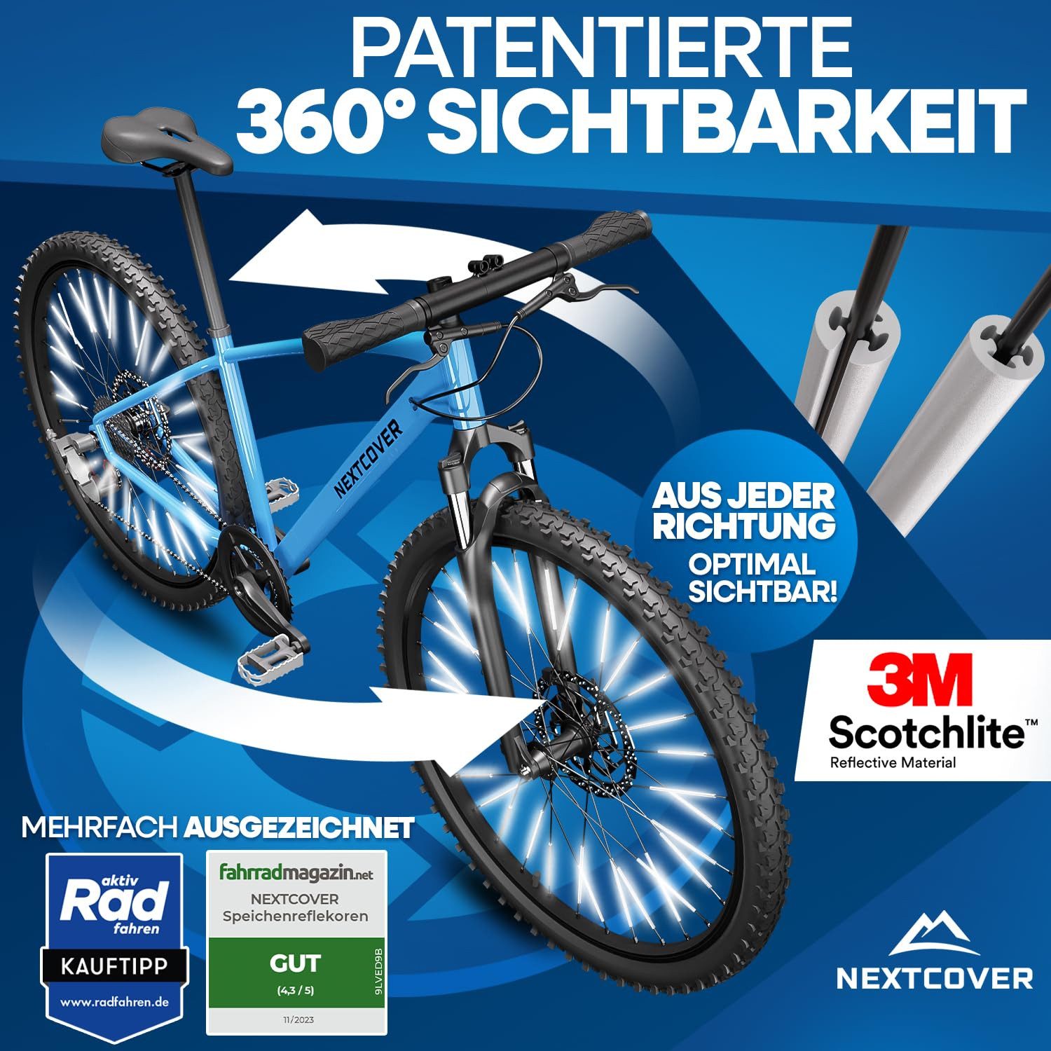 Nextcover Fahrradreflektor Nextcover® Speichenreflektoren Fahrrad - Das Original - 3M Scotchlite, (72 St) – Bild 2 von 5