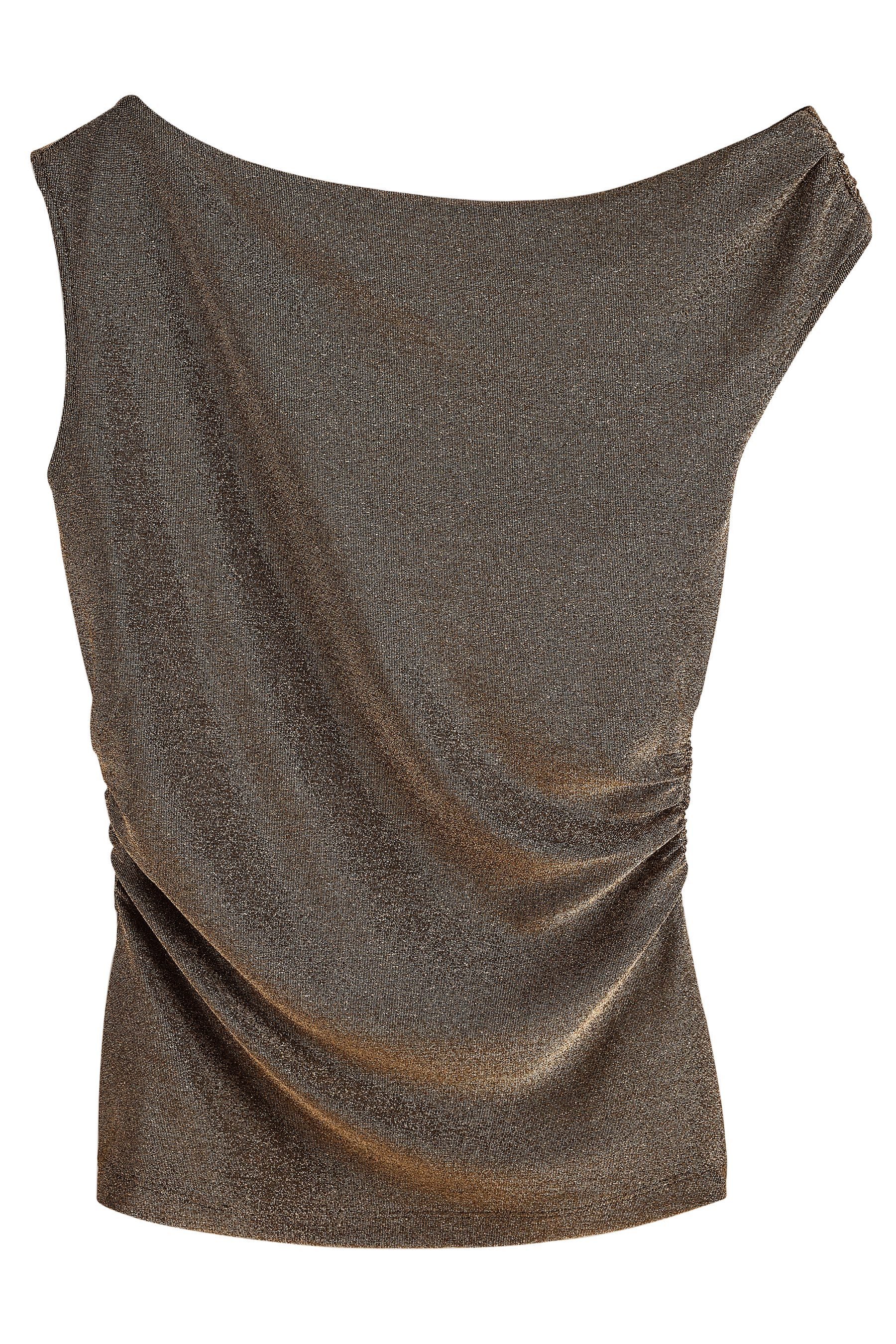 Next Kurzarmbluse Ärmelloses, gerafftes Lurex-Top (1-tlg)