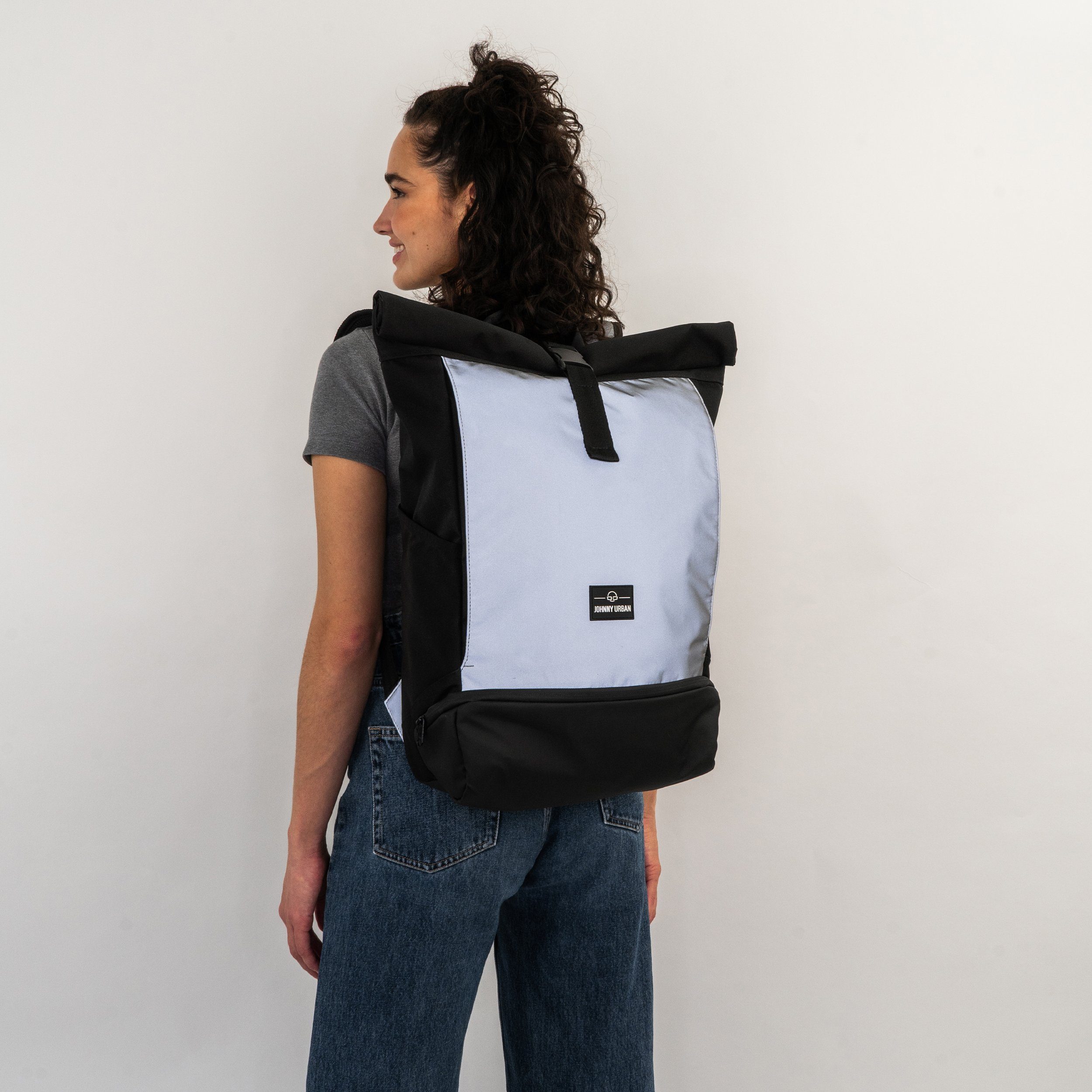 Johnny Urban Cityrucksack Allen Large Reflective Rolltop mit Laptopfach, Wasserabweisend