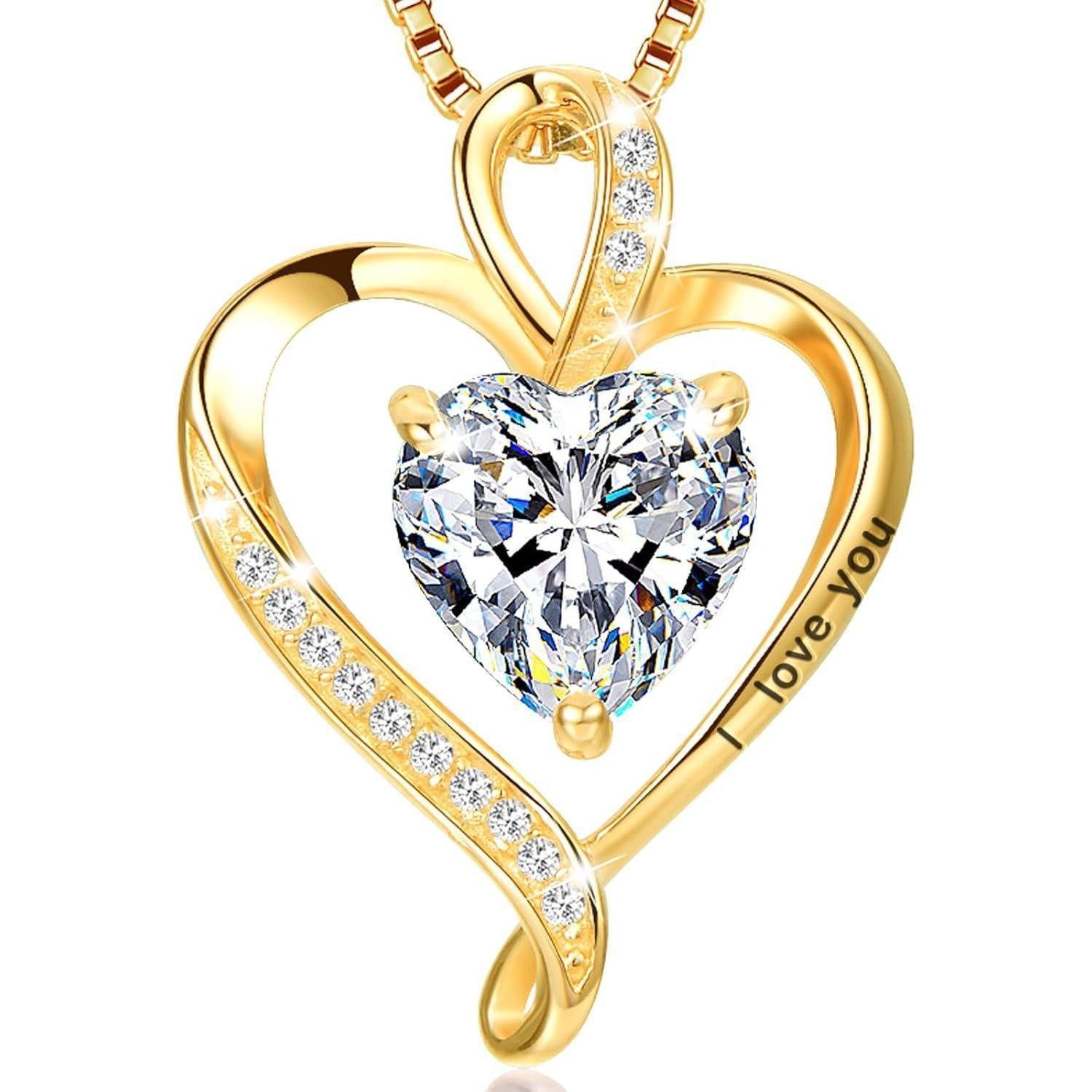 LuxusKollektion Herzkette Herz Kette Damen Silber 925 I love you Gravur Rose