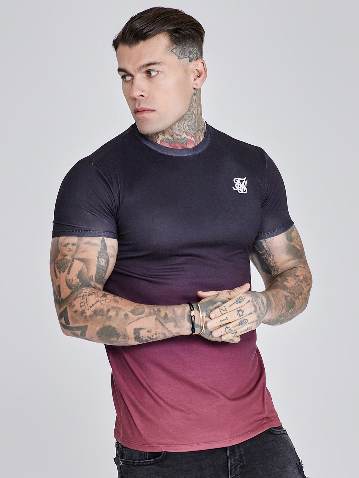 Siksilk T-Shirt SikSilk Herren Blau-Pink Verlauf günstig online kaufen