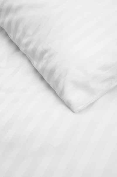 Bettwäsche Elegante Damast Bettwäsche gestreift Hotelbettwäsche Bettbezug Set, Carpe Sonno, Damast, 2 teilig, Damast Bettwäsche 155x220 Streifen Bettwäsche Weiß
