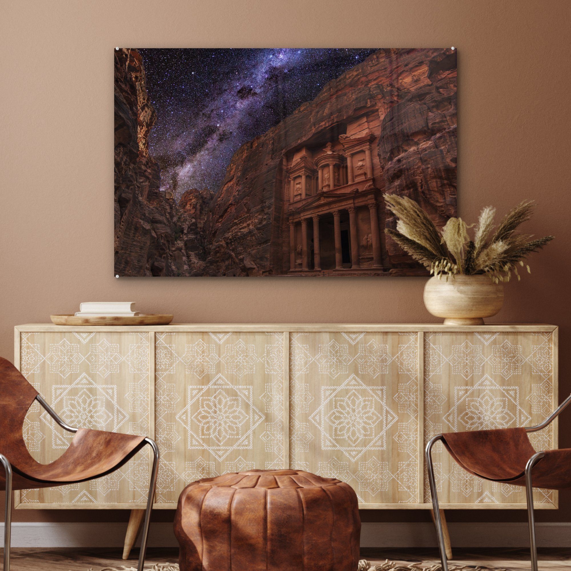 in Acrylglasbilder Petra Die Jordanien St), MuchoWow Acrylglasbild Stadt Nacht, Wohnzimmer (1 & Schlafzimmer bei