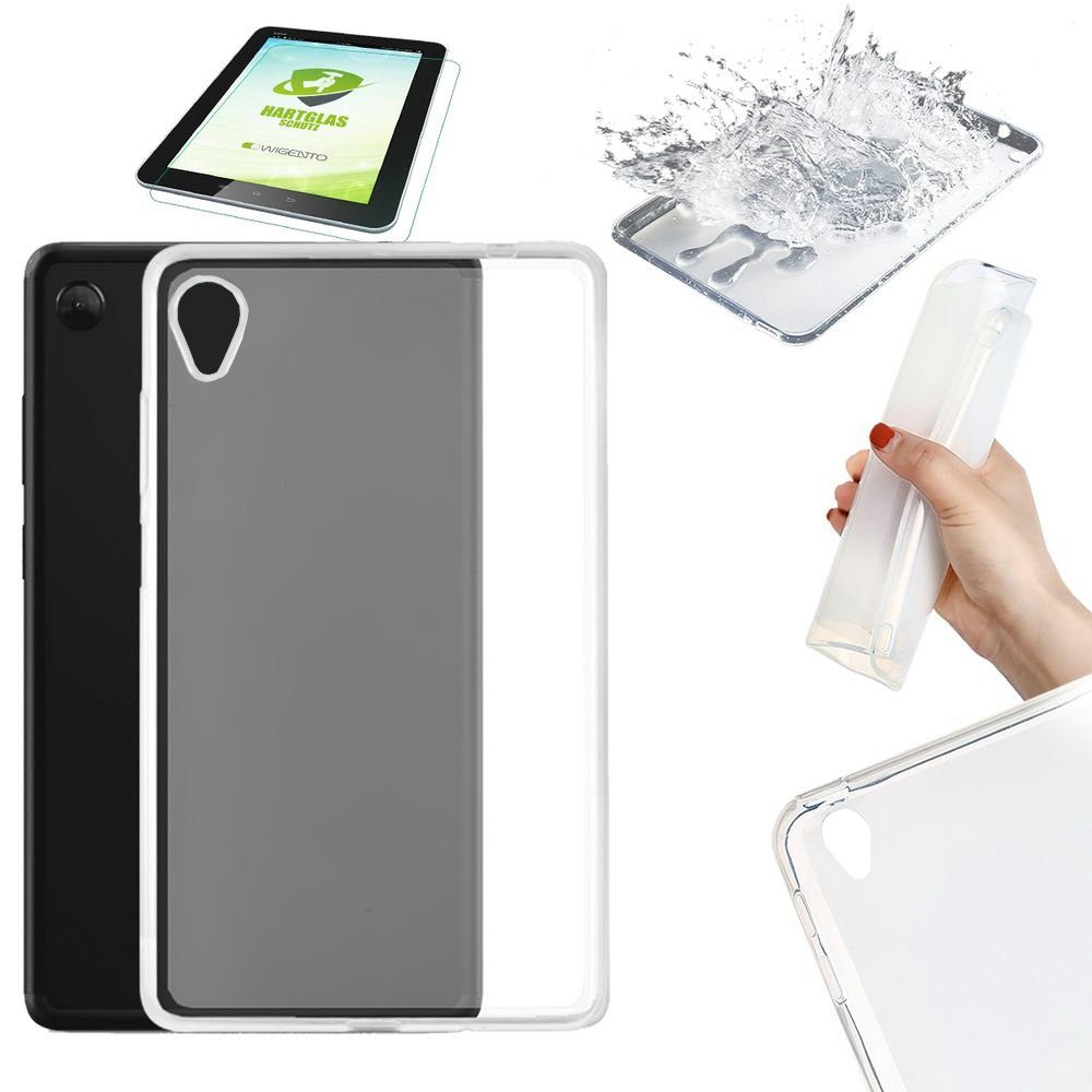 Wigento Tablet-Hülle Für Lenovo Tab M8 8.0 2020 TB-8705F Transparent Hülle  Tablet Tasche Cover + H9 Hart Glas