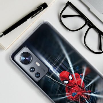 DeinDesign Handyhülle Marvel Kinofilm Spider-Man Webs In Action, Xiaomi 12 5G Silikon Hülle Bumper Case Handy Schutzhülle