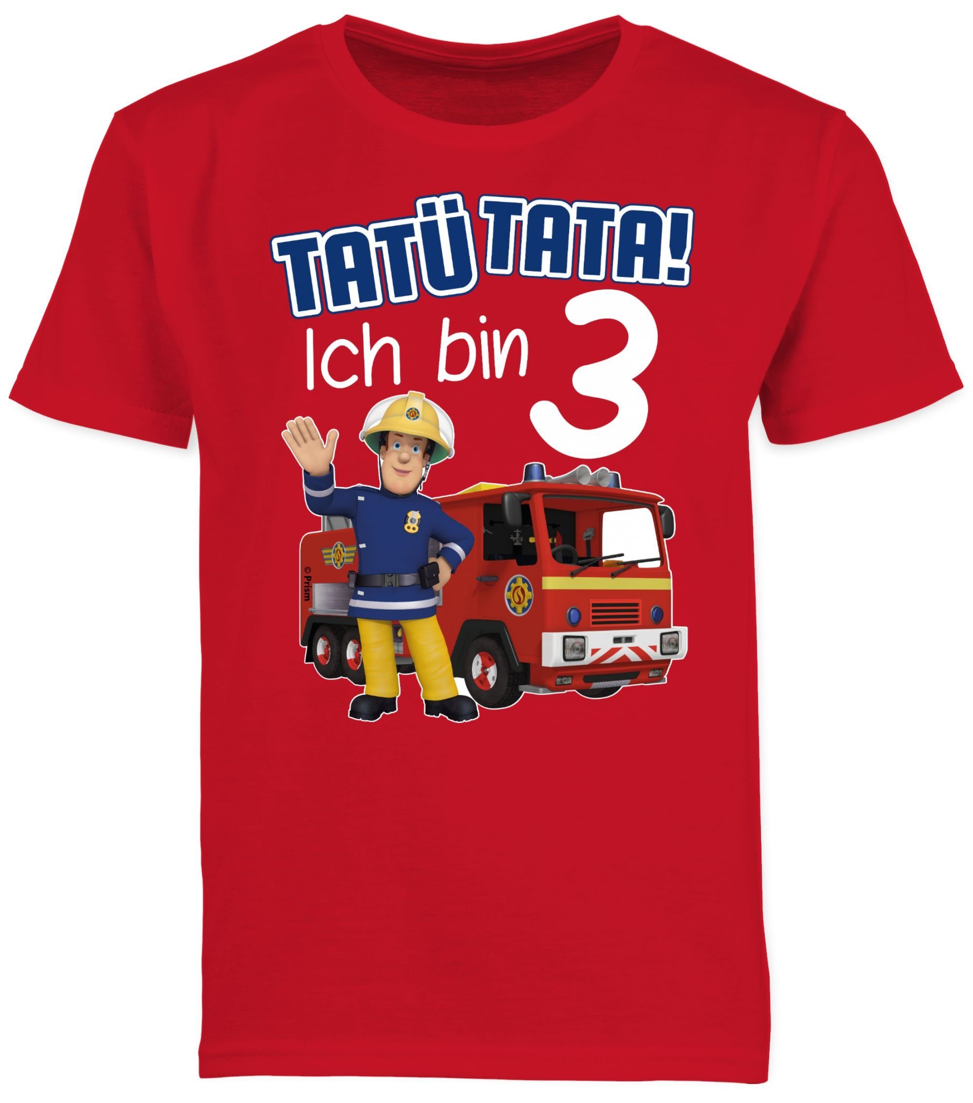 Shirtracer T-Shirt Ich 3 Tata! Sam Feuerwehrmann Jungen 01 bin Tatü Rot