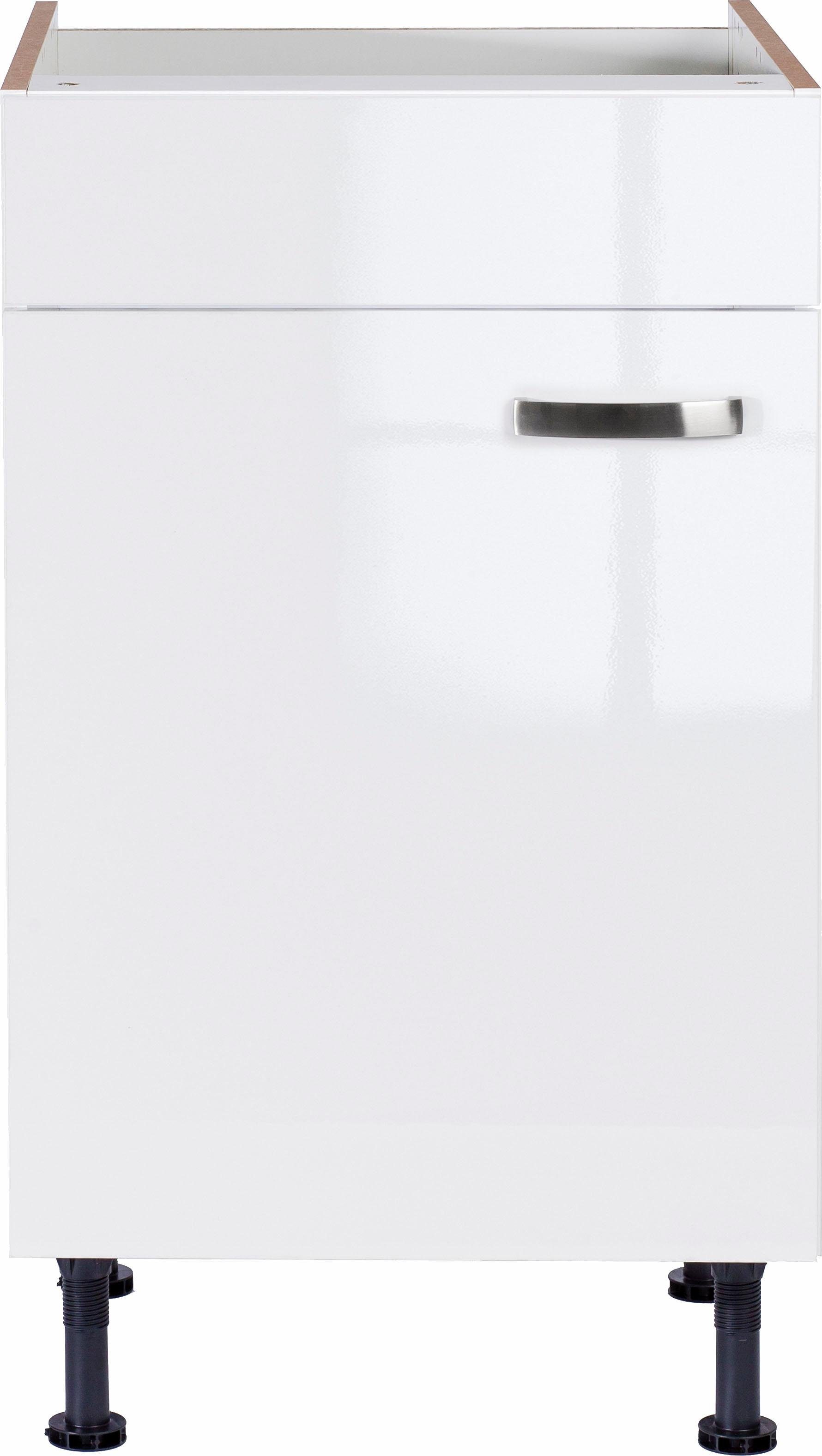 weiß weiß 50 cm OPTIFIT Spülenschrank Glanz/weiß | Breite Cara