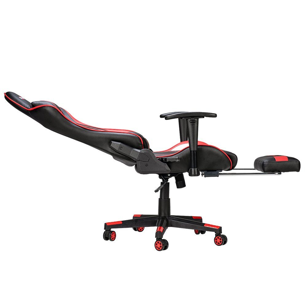 MAEREX Gaming-Stuhl (Ergonomischer 150kg, Fußstütze mit Rückenlehne 4 Hohe Massage-Lendenkissen), Max Höhenverstellbar, Bürostuhl Massagemodi, und