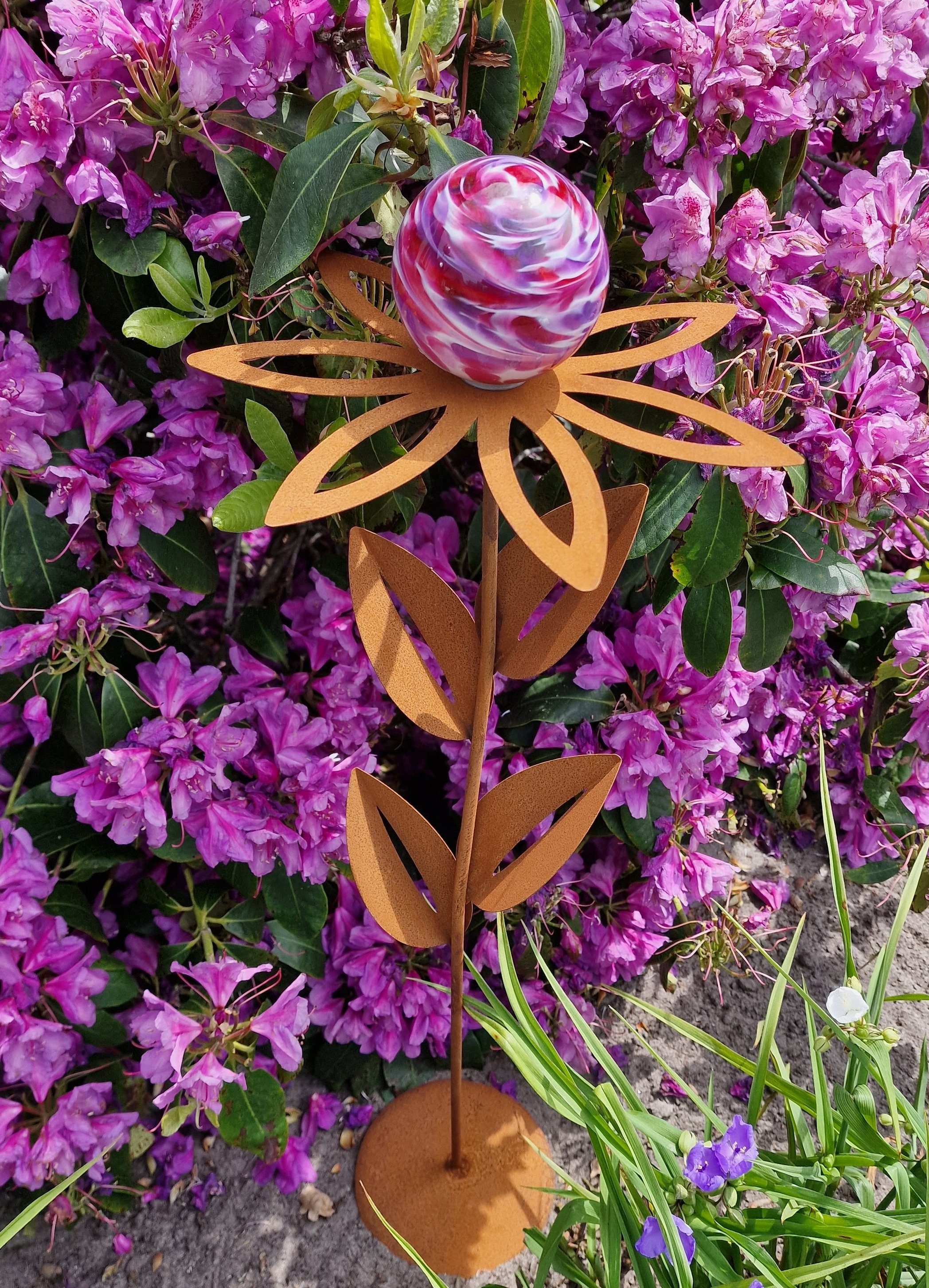Jürgen Bocker Garten-Ambiente Gartenstecker Glaszauber Blume Malve Standfuß Paris cm mit 77 Cortenstahl