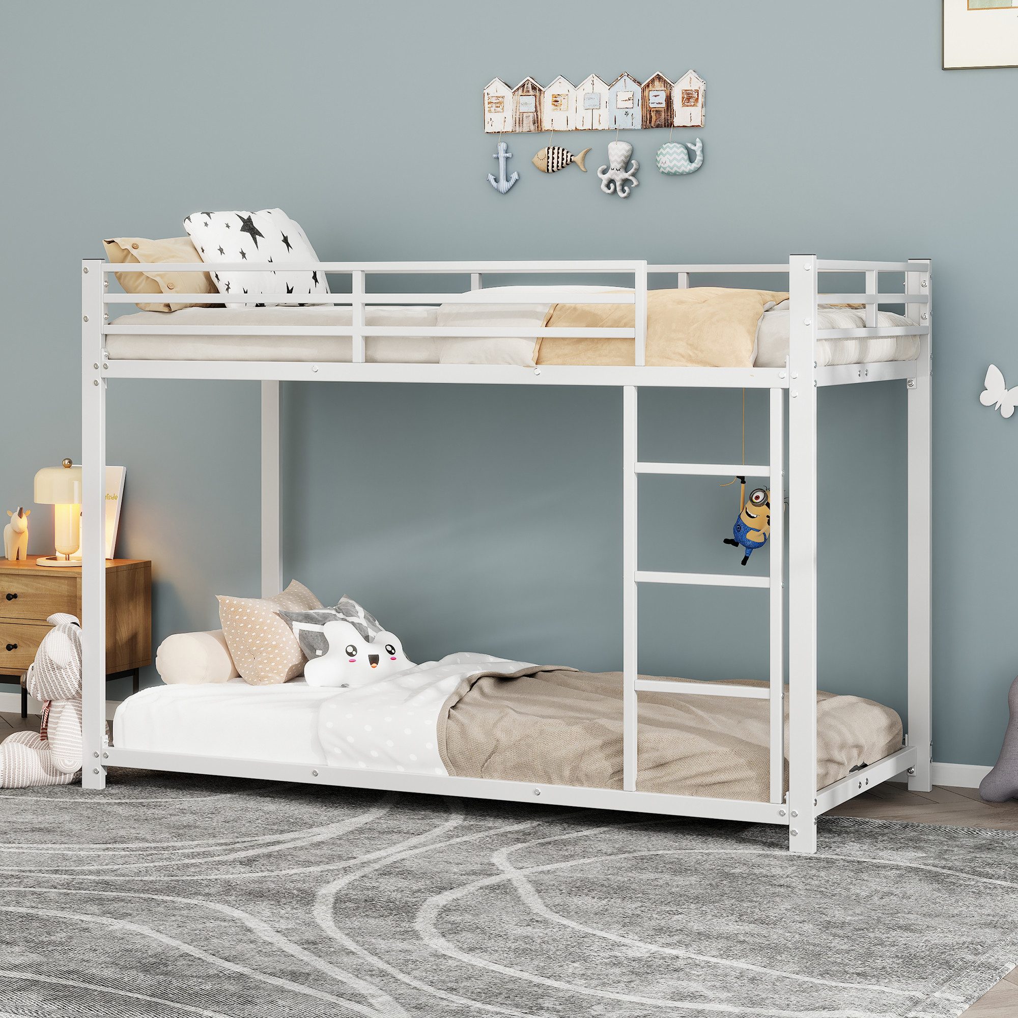 Flieks Etagenbett, Kinderbett Metallbett Einzelbett mit Lattenrost und Leit günstig online kaufen