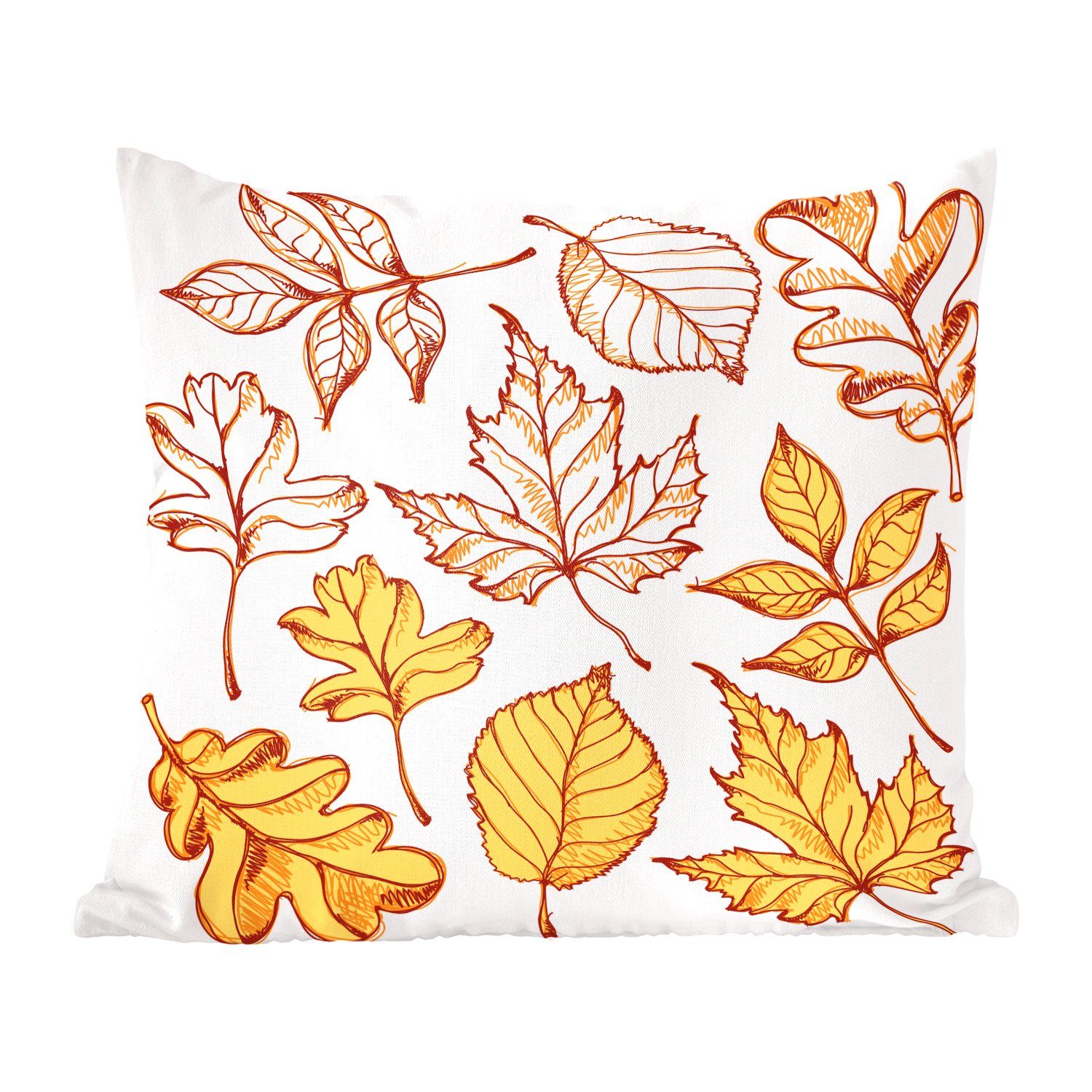 MuchoWow Dekokissen Herbst - Blätter, Sofakissen Zierkissen mit Füllung Deko, Wohzimmer, Zeichnung - Schlafzimmer, für