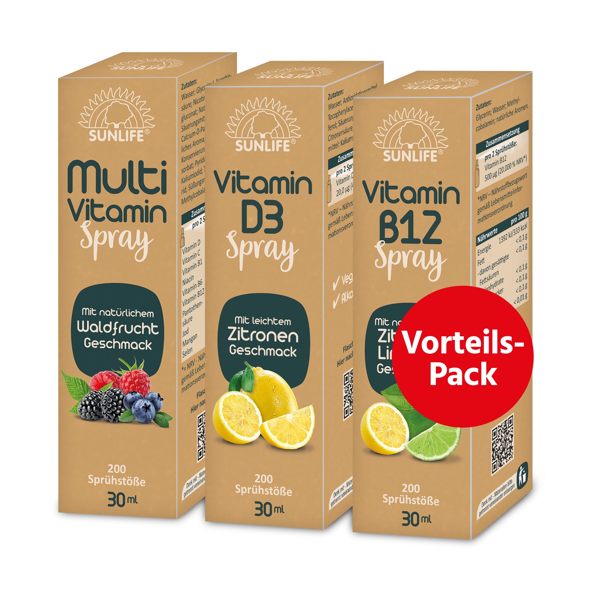 SUNLIFE Mundspray SUNLIFE® Vorteils-Pack Mix Vitamin B12 + D3 + Multivitamin Spray