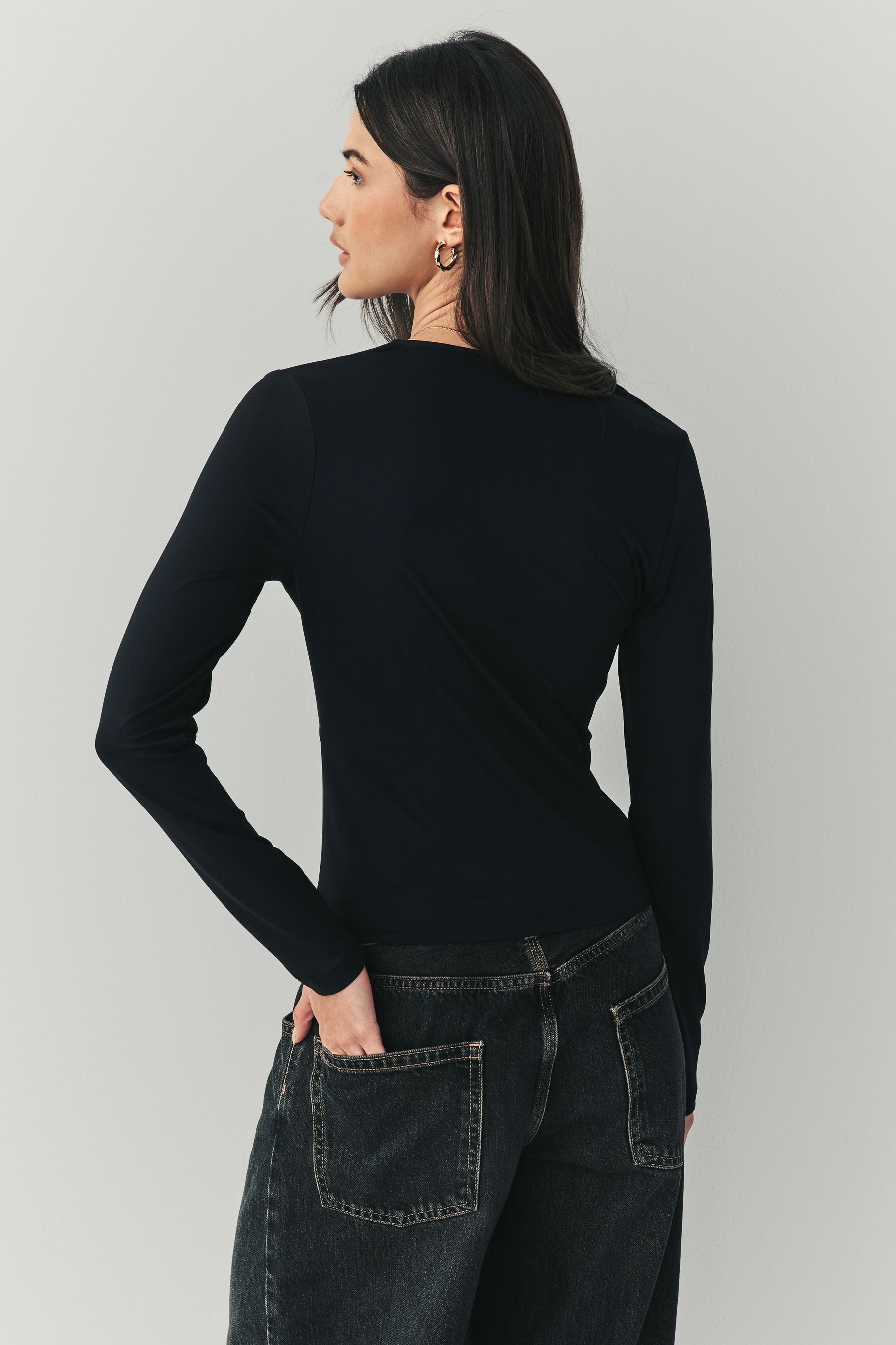 Next Langarmshirt Weiches Langarmoberteil mit V-Ausschnitt günstig online kaufen