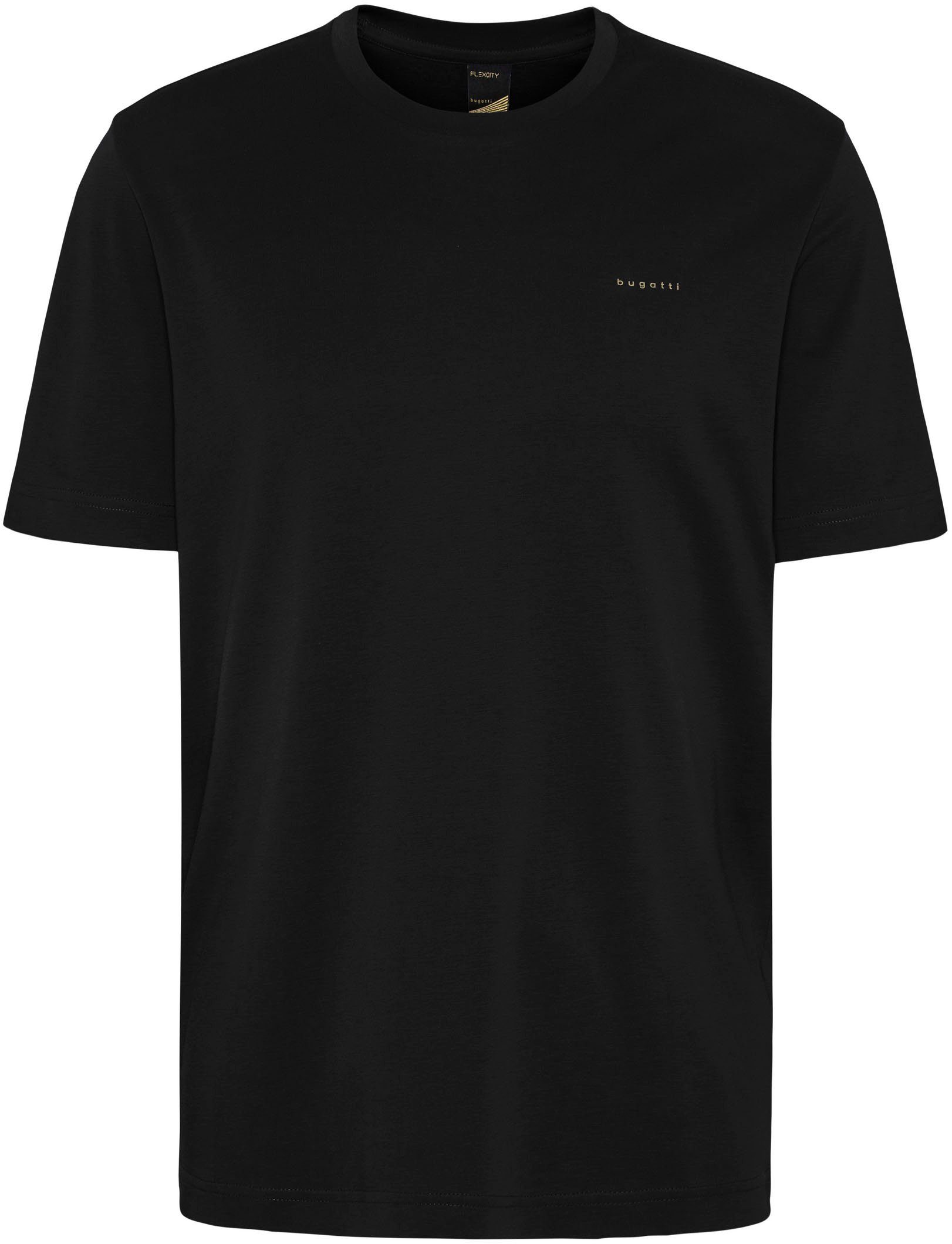 mit Logostickerei bugatti Kurzarmshirt schwarz