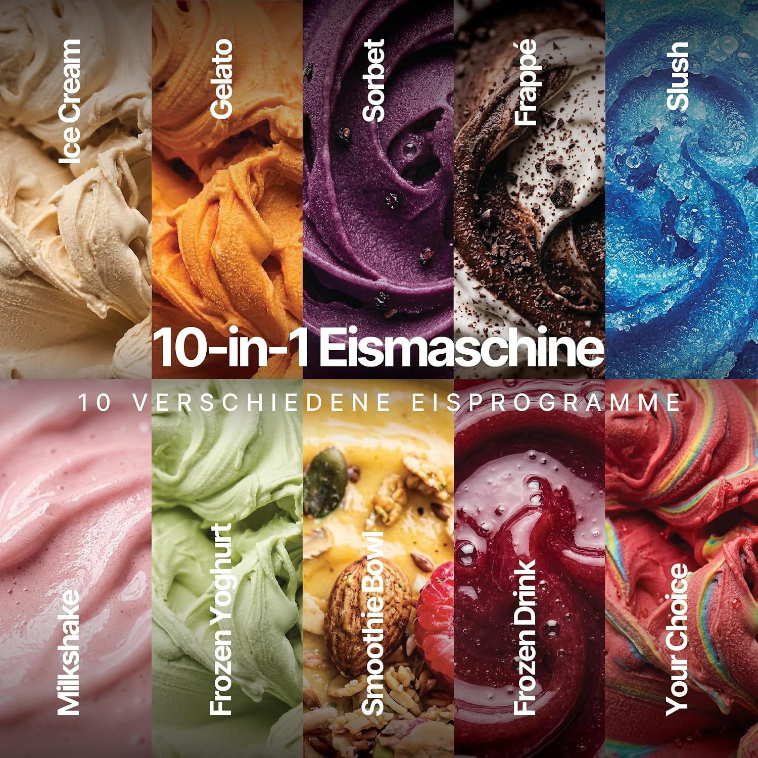 Seeger Eismaschine MultiCream 10-in-1, 1,5 l, 800 W