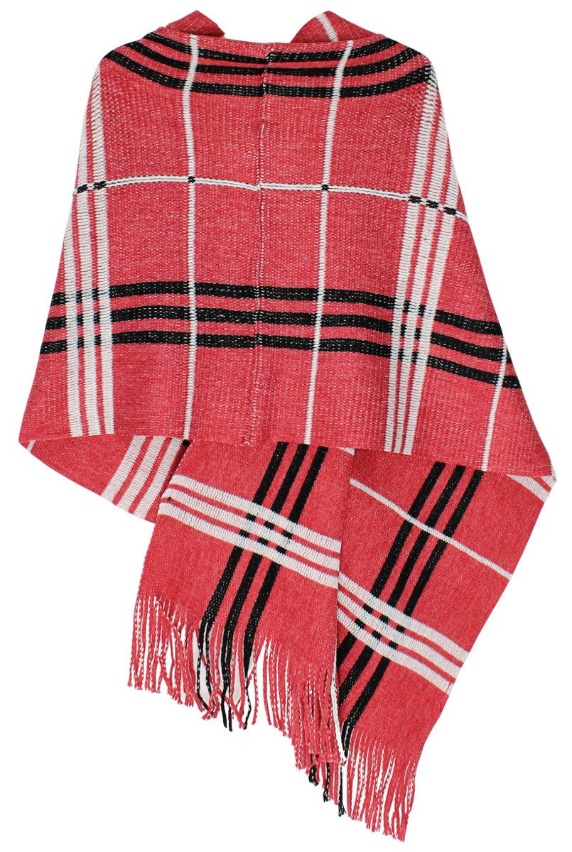 dy_mode Strickponcho Damen Strickponcho mit Fransen Poncho XXL Schal / Stola / Umhang mit Fransen, 3-in-1 Styling