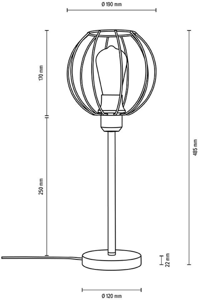 BRITOP LIGHTING Tischleuchte Coop, Leuchtmittel wechselbar, ohne  Leuchtmittel, Dekorative Leuchte aus Metall, passende LM E27 / exkl., Made  in Europe