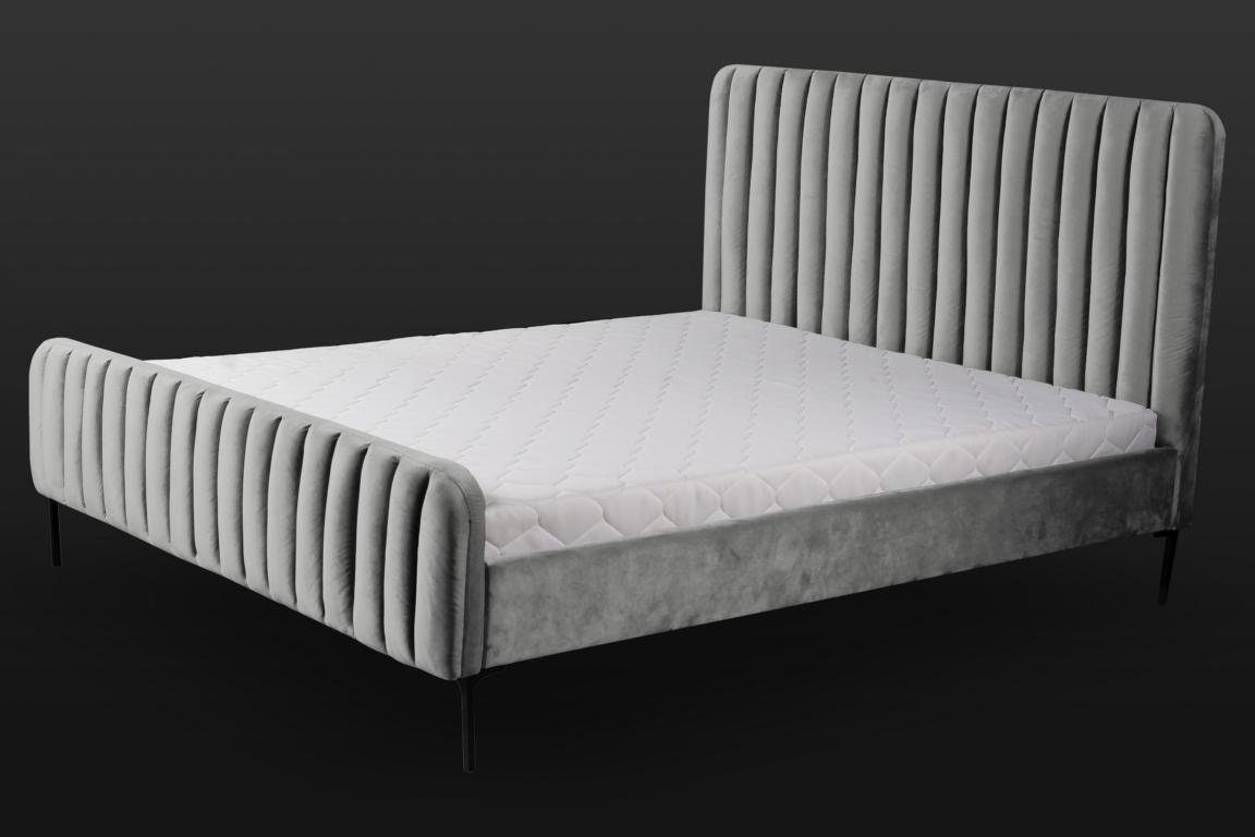 Design Stoff Graue Schlafzimmer Möbel JVmoebel Einrichtung Doppel elegant Bett