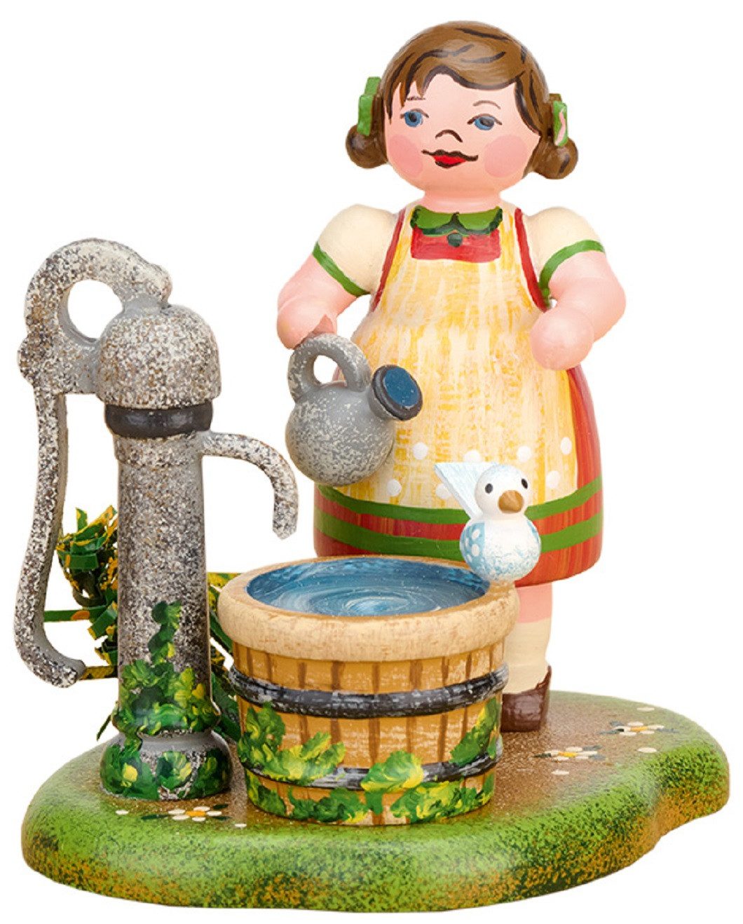 Hubrig Volkskunst Zschorlau Erzgebirge Sammelfigur Hubrig Landidyll am Brunnen