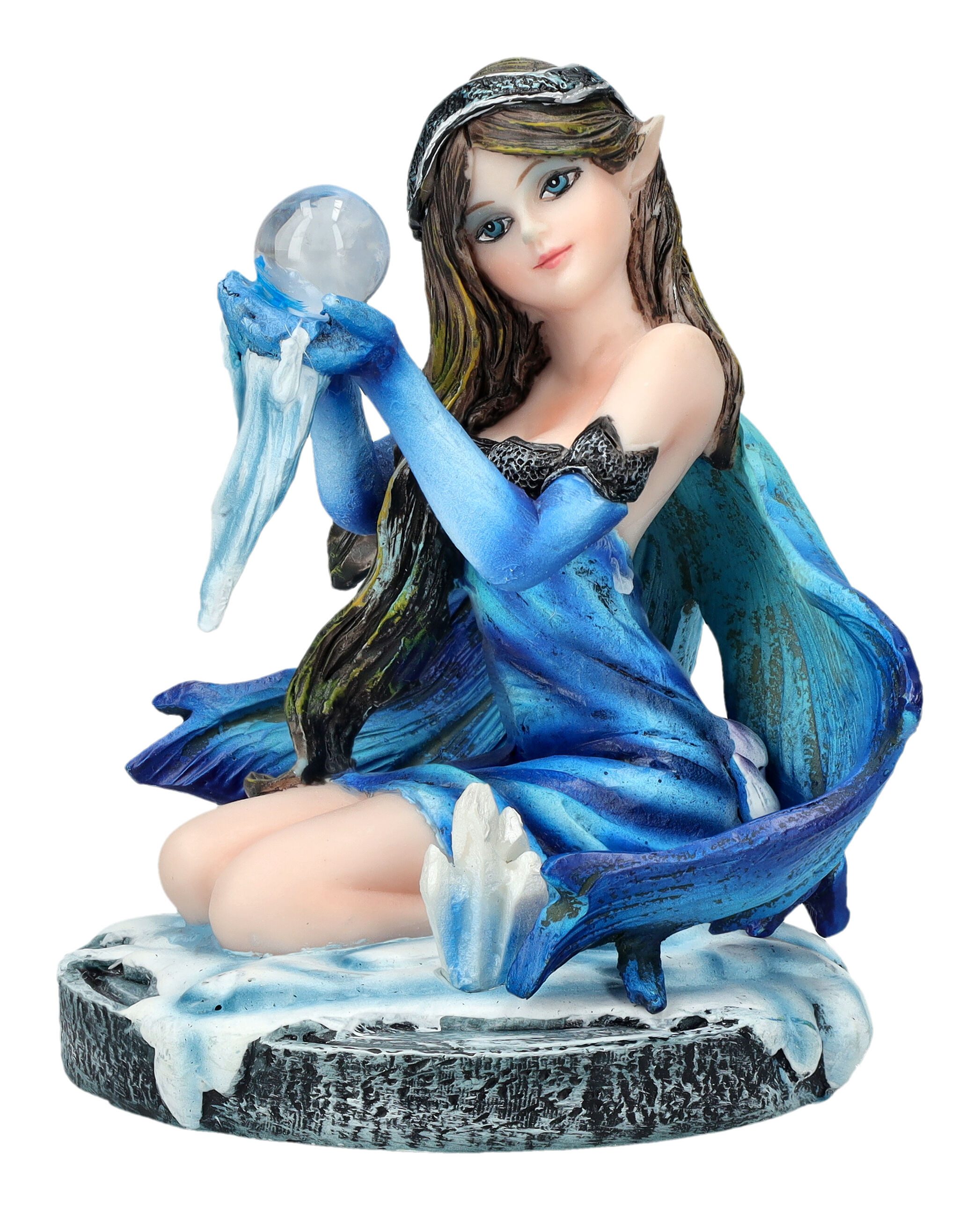 Figuren Shop GmbH Fantasy-Figur Elfen Figur klein blau - Winara Winter Fee - Fee Fantasy Dekoration