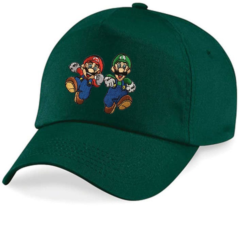 Blondie & Brownie Baseball Cap und Kinder One Super Stick Mario Size Luigi Patch Flaschengrün Nintendo