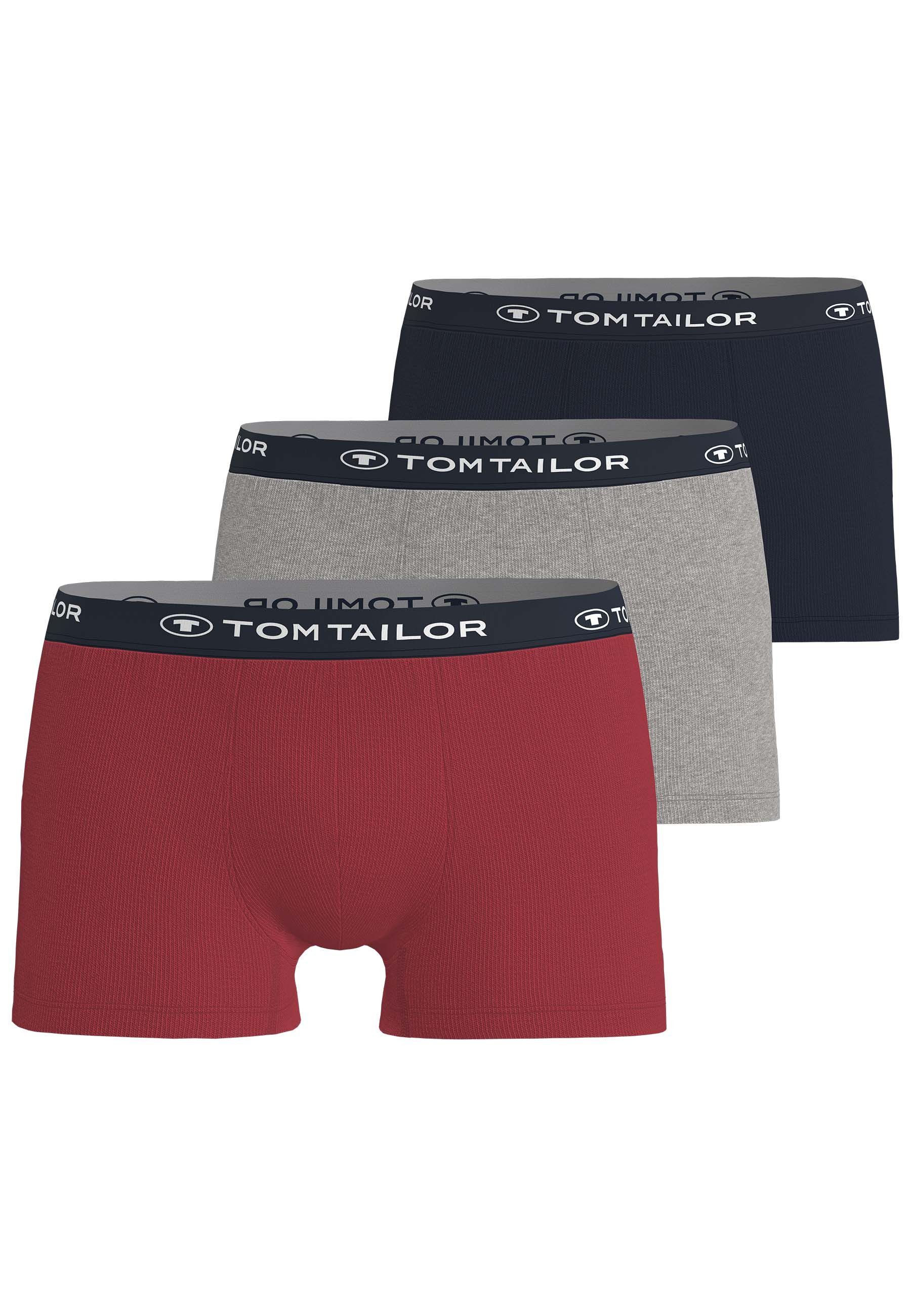 TOM TAILOR Boxershorts Buffer (3er Pack) weich, bequem, basic, eng, Logobund, Baumwollmix