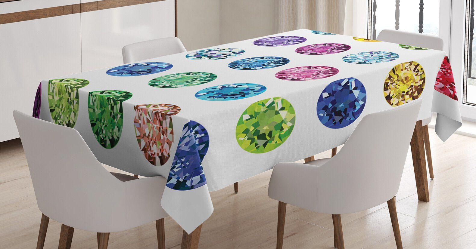 Abakuhaus Tischdecke Farbfest Waschbar Für den Außen Bereich geeignet Klare Farben, Bunt Oval Diamanten Smaragd