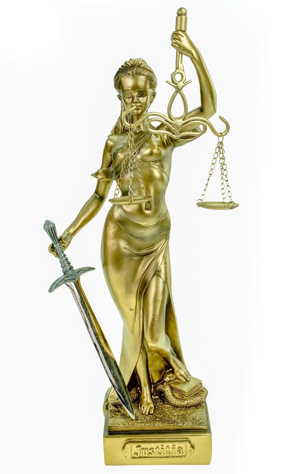 Kremers Schatzkiste Dekofigur Justitia Figur 36 cm mit Brieföffner gold Göttin der Gerechtigkeit