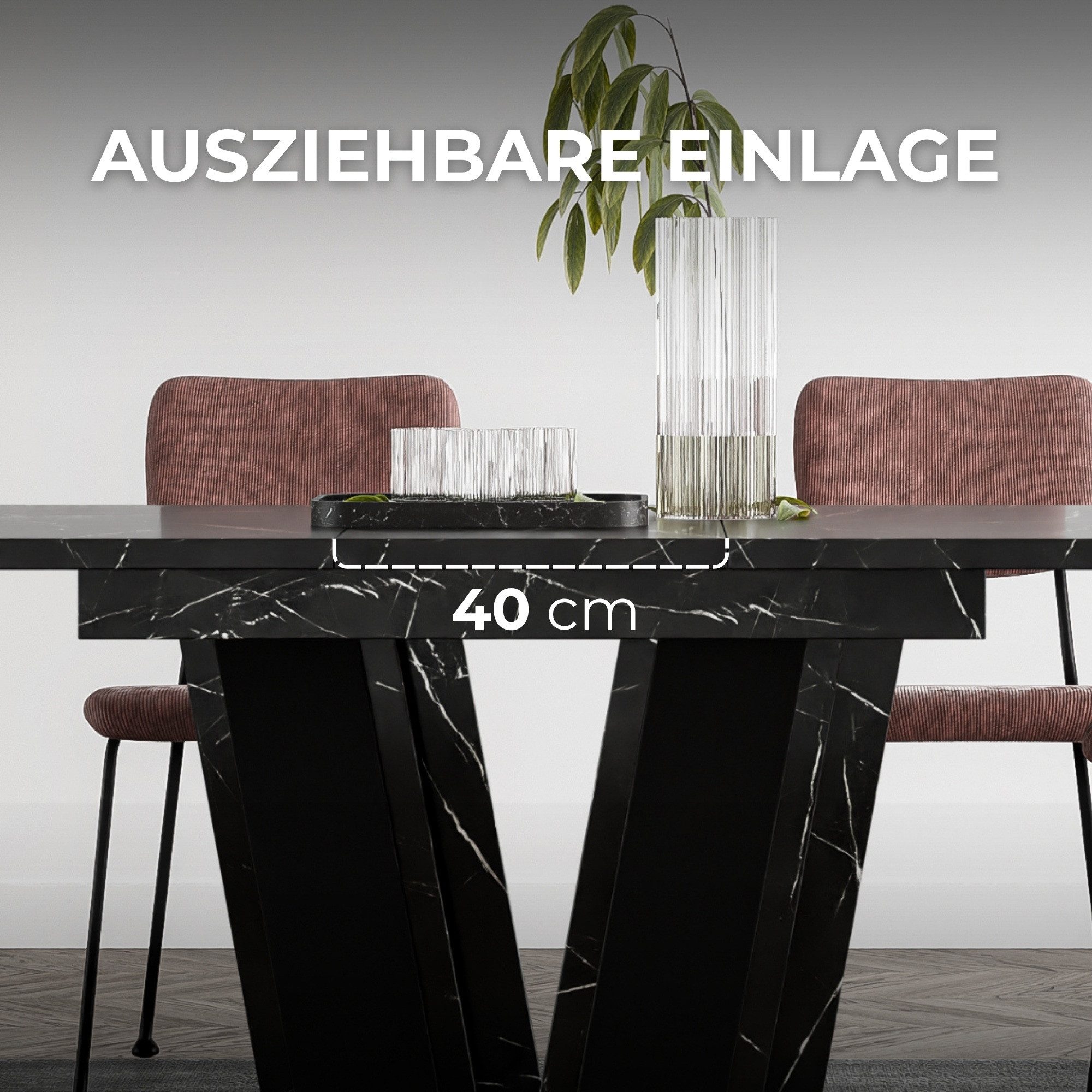 Home Collective Esstisch ausziehbar Tisch Küchentisch Esszimmertisch Ausziehtisch 120 / 140 cm (wählbar in 120-160 oder 140-180 x 80 cm Esszimmer Küche Wohnzimm – Bild 4 von 5