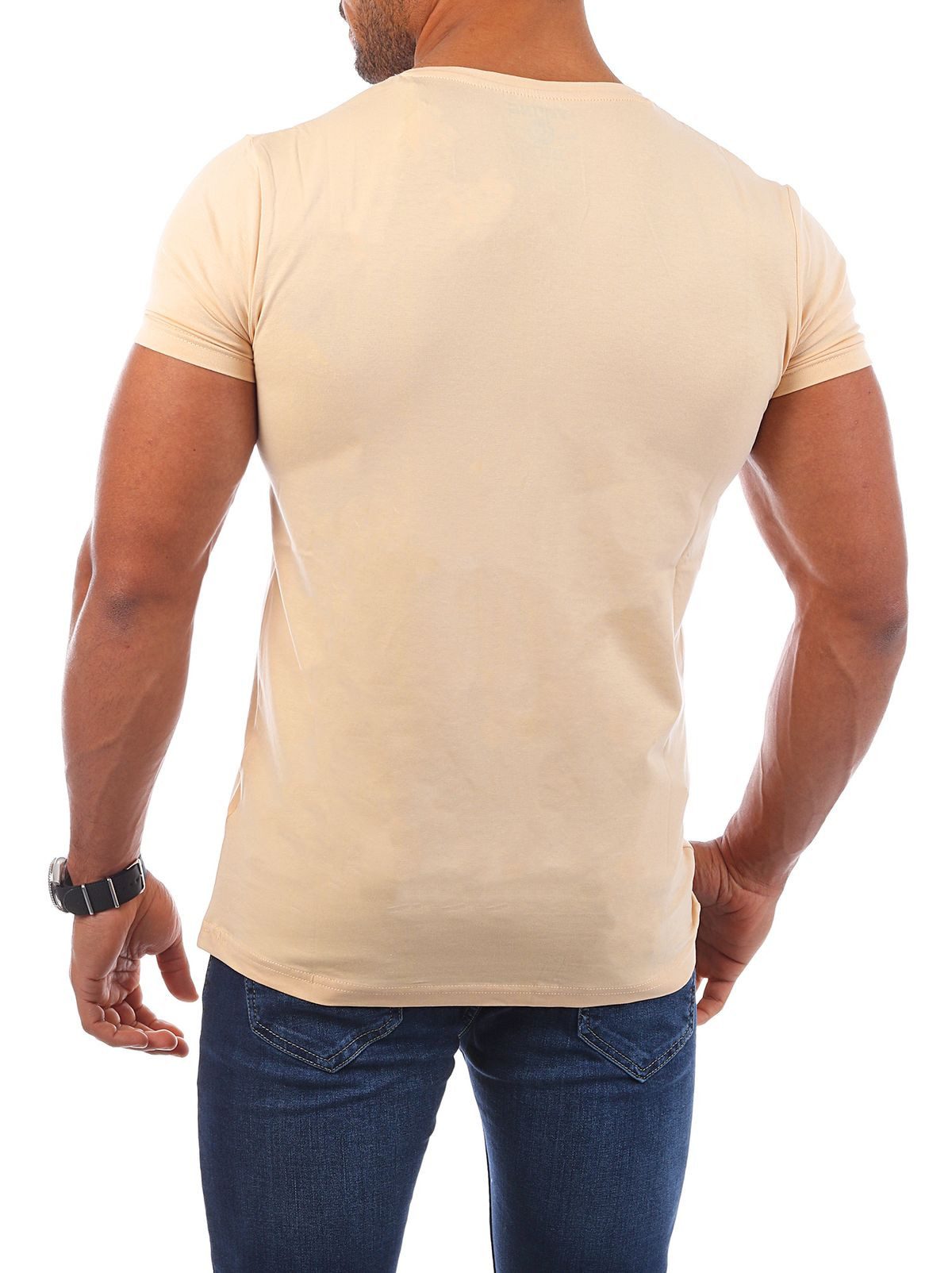 Young & Rich T-Shirt Herren Uni Basic V-neck V-Ausschnitt Unterziehshirt 1700 V-Ausschnitt unifarben kurzarm slim fit