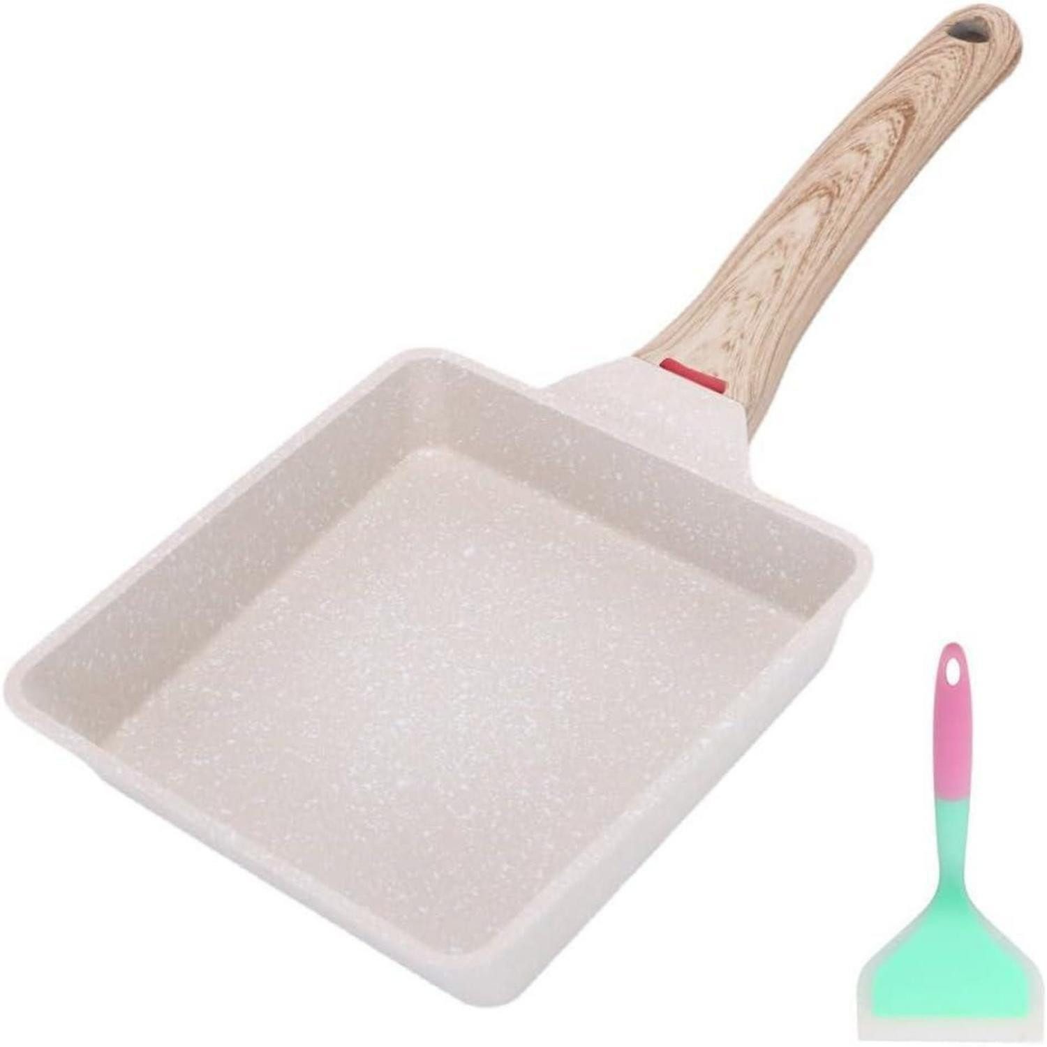 LuxusKollektion Bratpfanne Pfanne Tamagoyaki Eierpfanne Rechteckig Nonstick Weiß induction